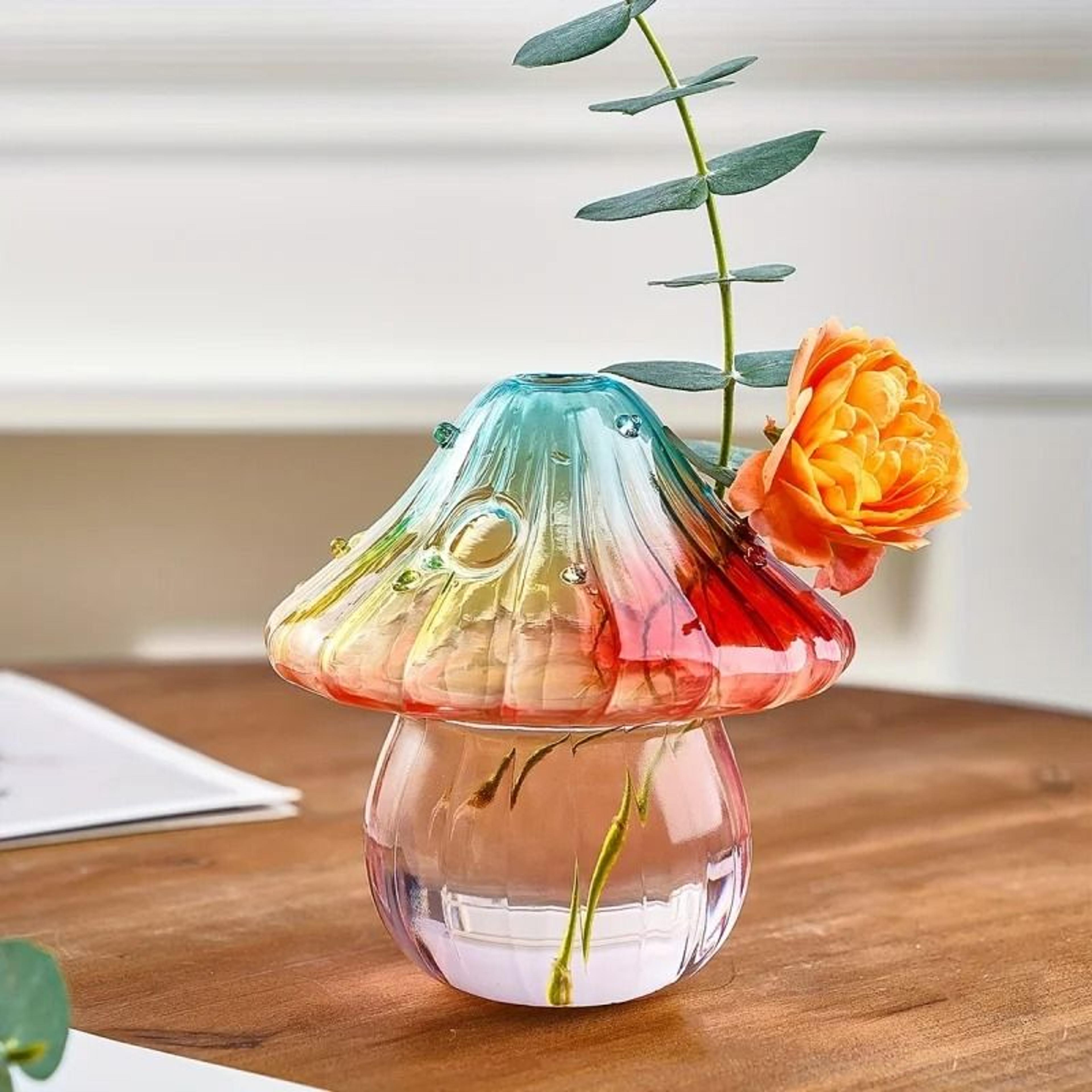 Colorful Mushroom Glass Vase For Flowers And Plant Cuttings 4