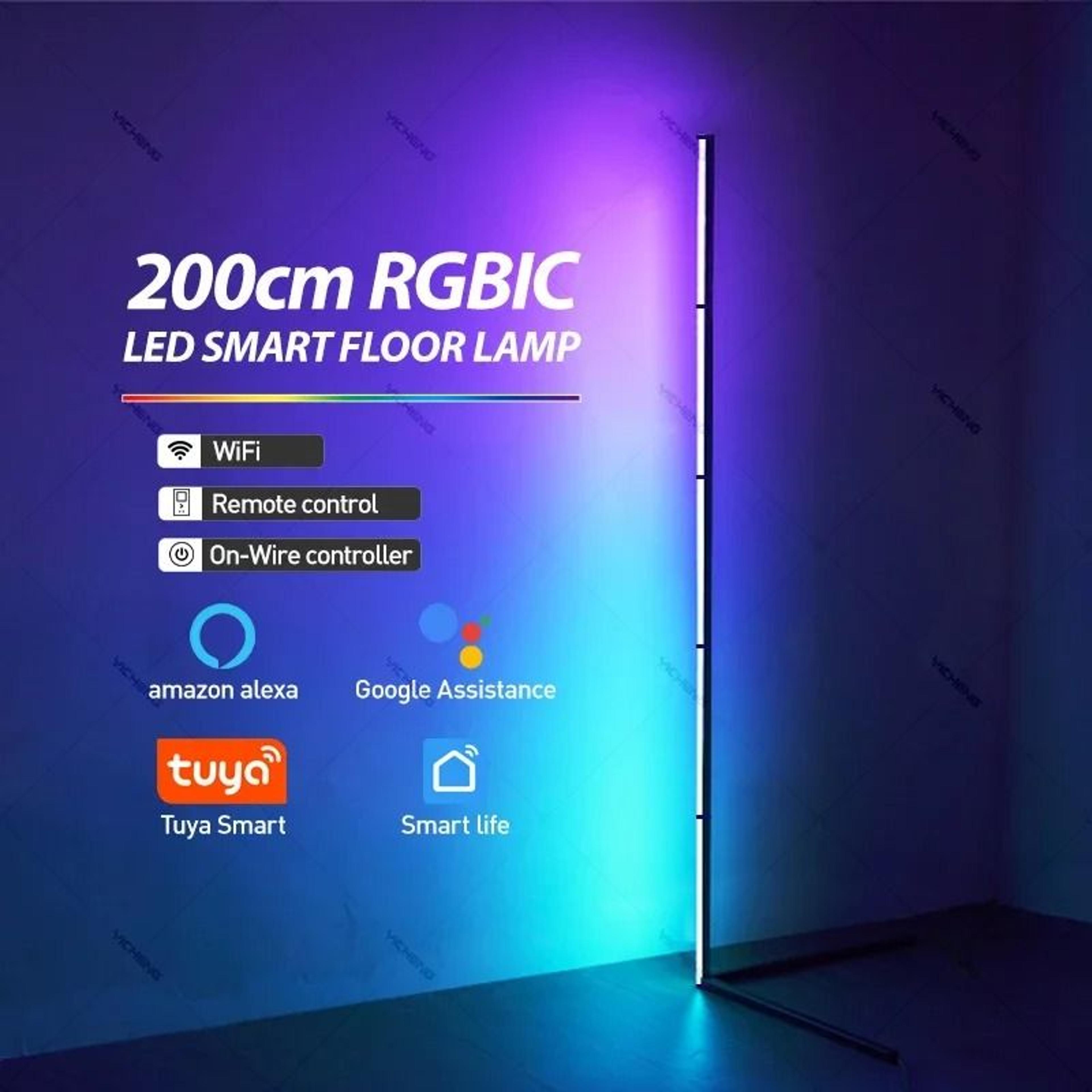 200CM White RGBIC Smart Corner Floor Lamp 13
