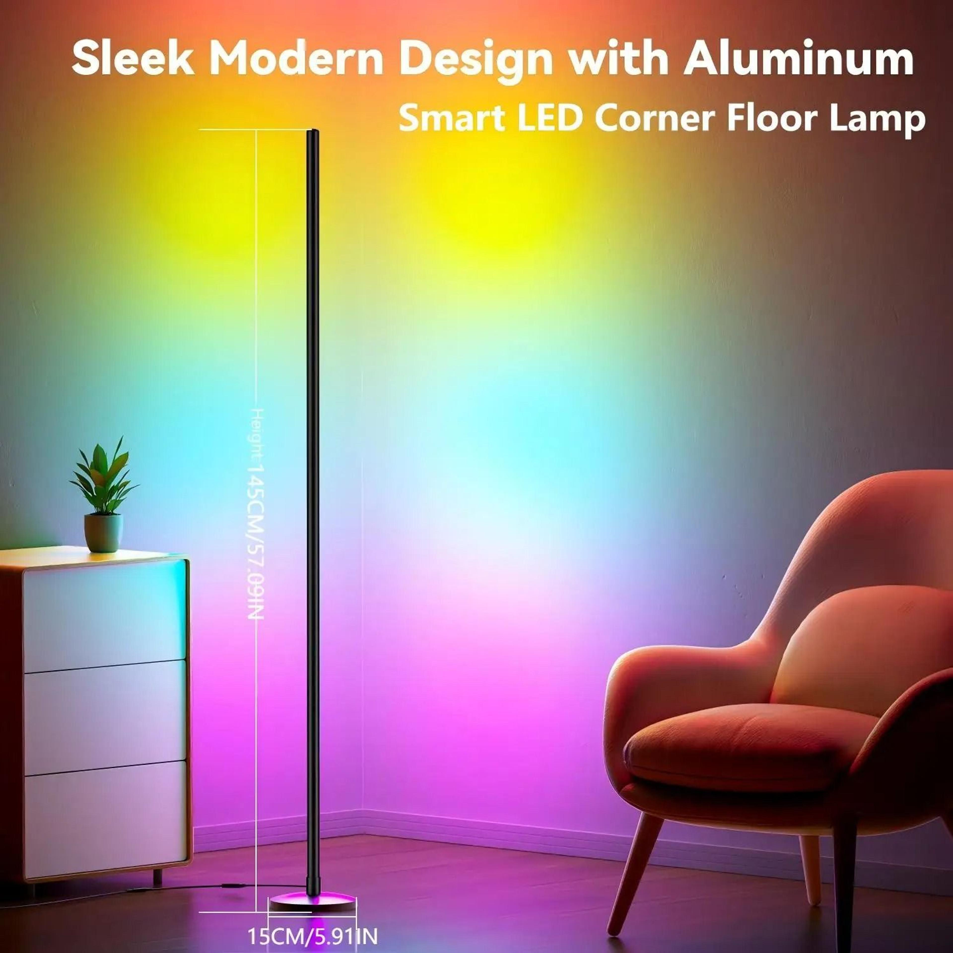 Smart RGBIC Corner Floor Lamp With App Remote And Custom Color Effects 0