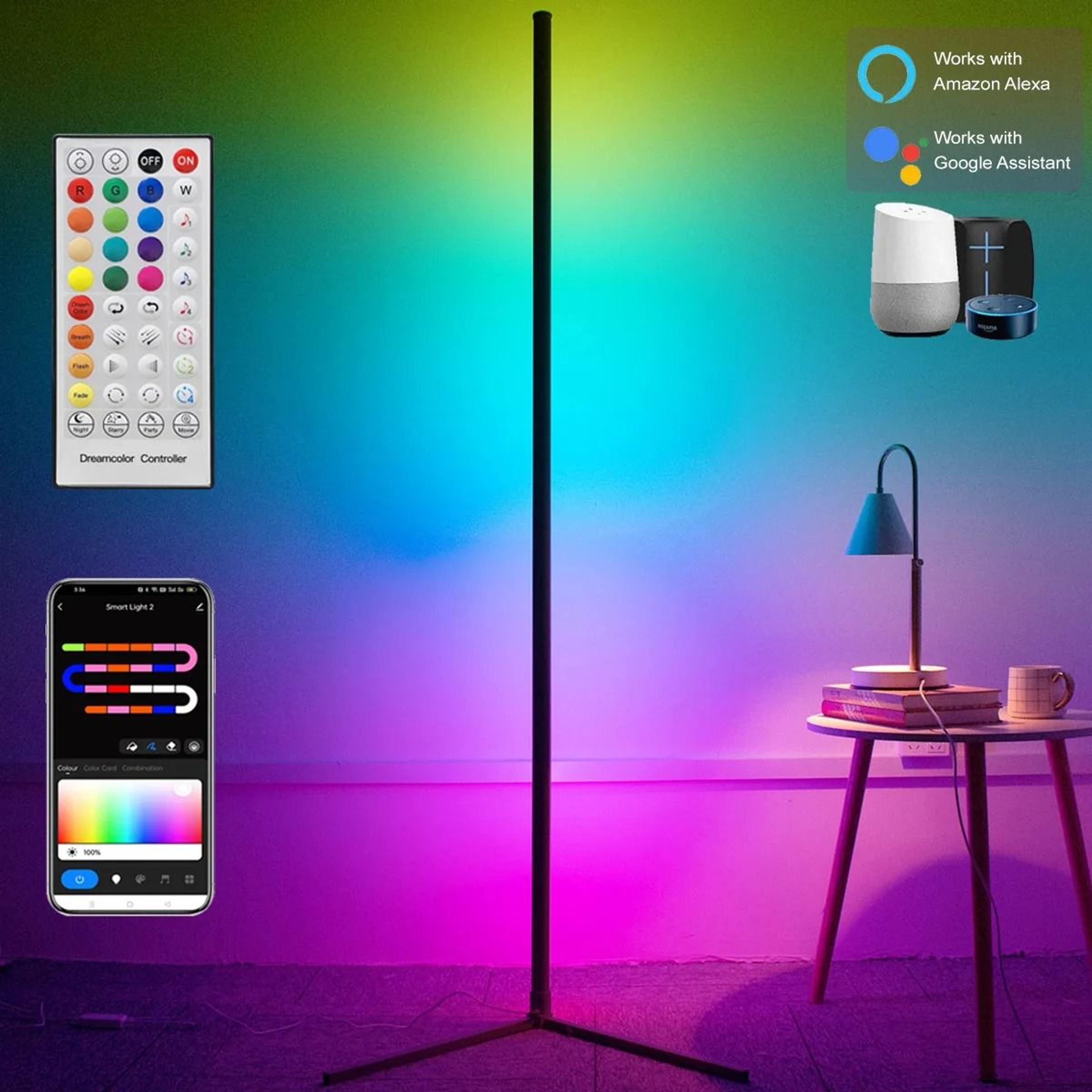 smart tuya rgb corner floor lamp with alexa voice control mood lighting