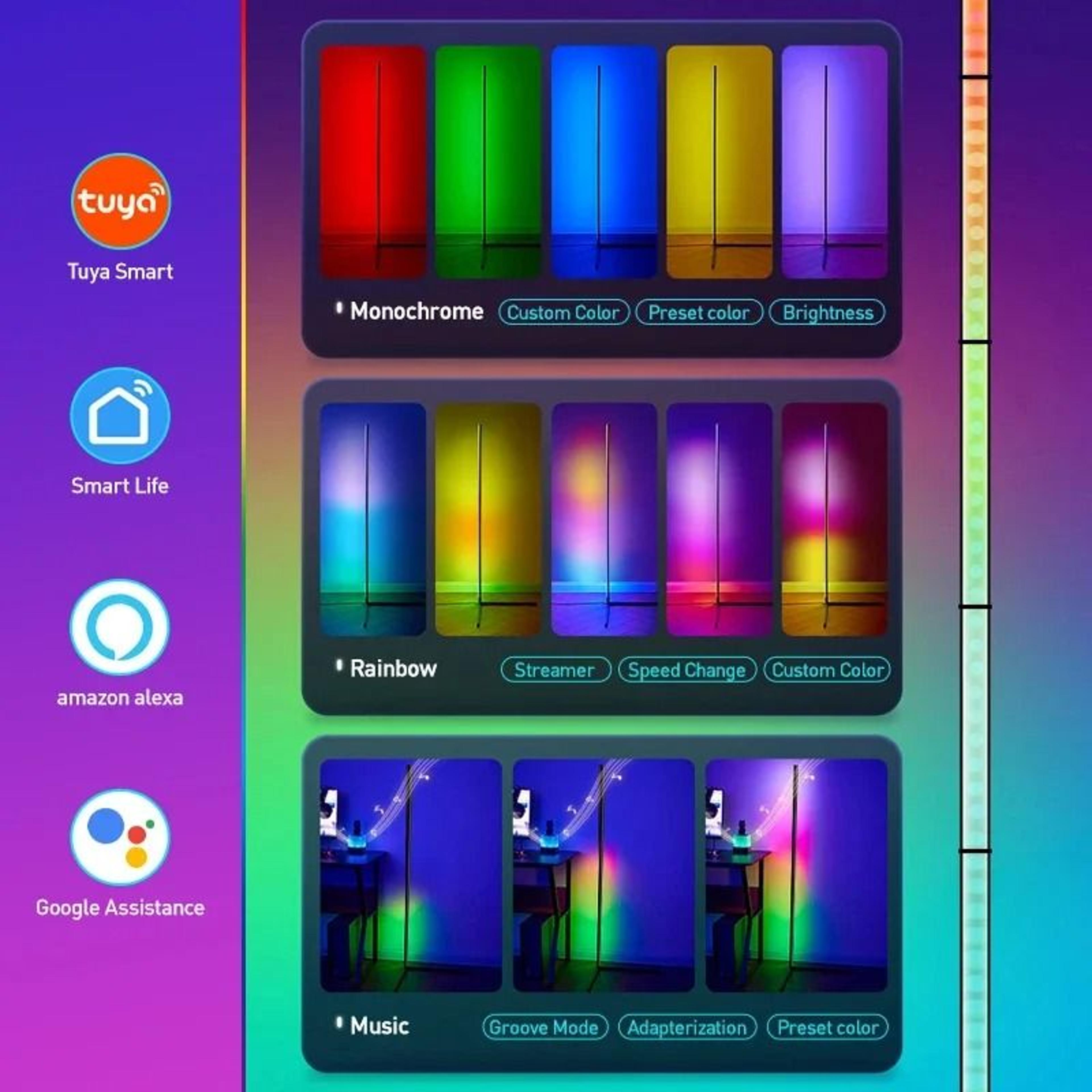 Smart Tuya RGB Corner Floor Lamp With App Remote Mood Lighting 11