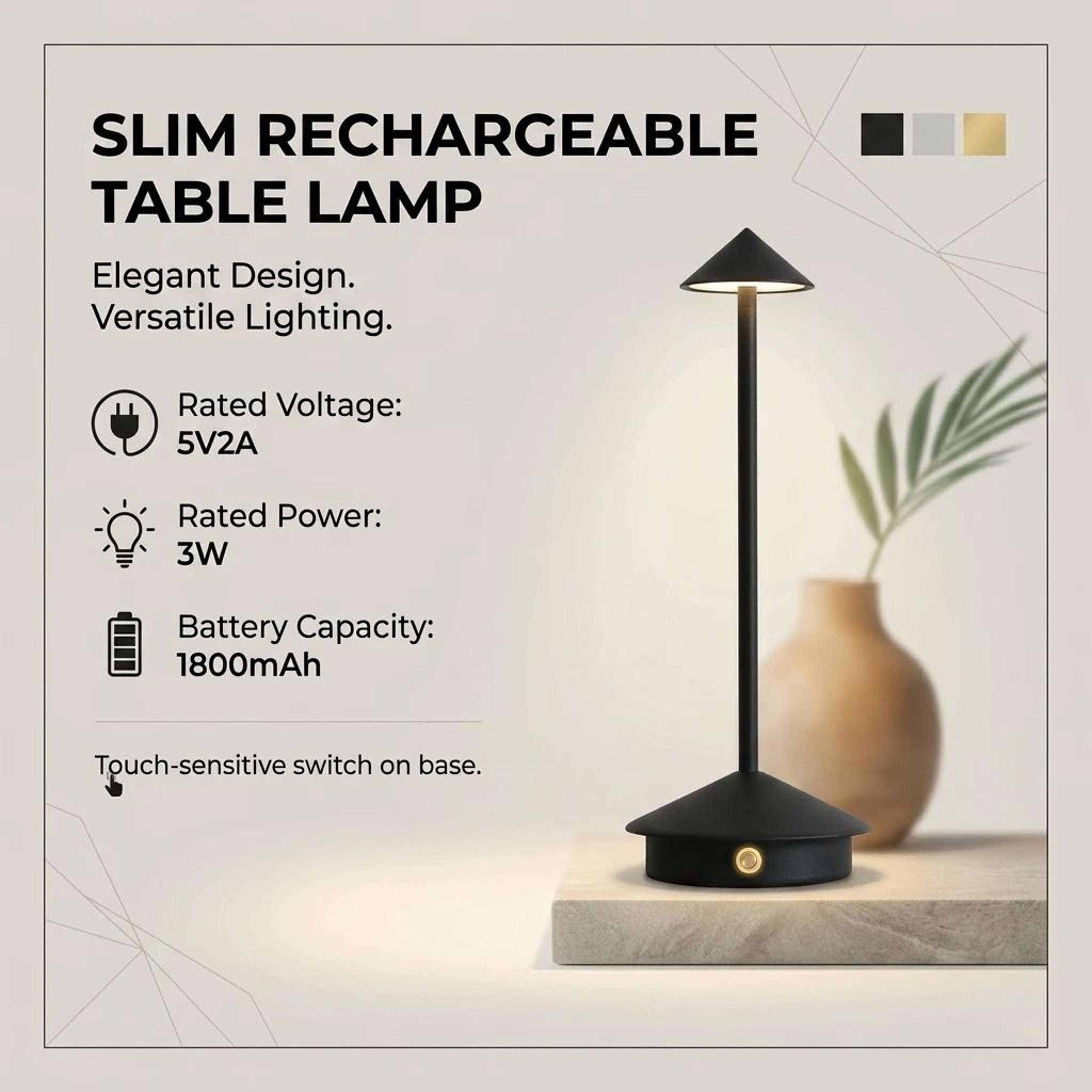 LumiTouch Rechargeable LED Table Lamp With Three Color Stepless Dimming Control 5