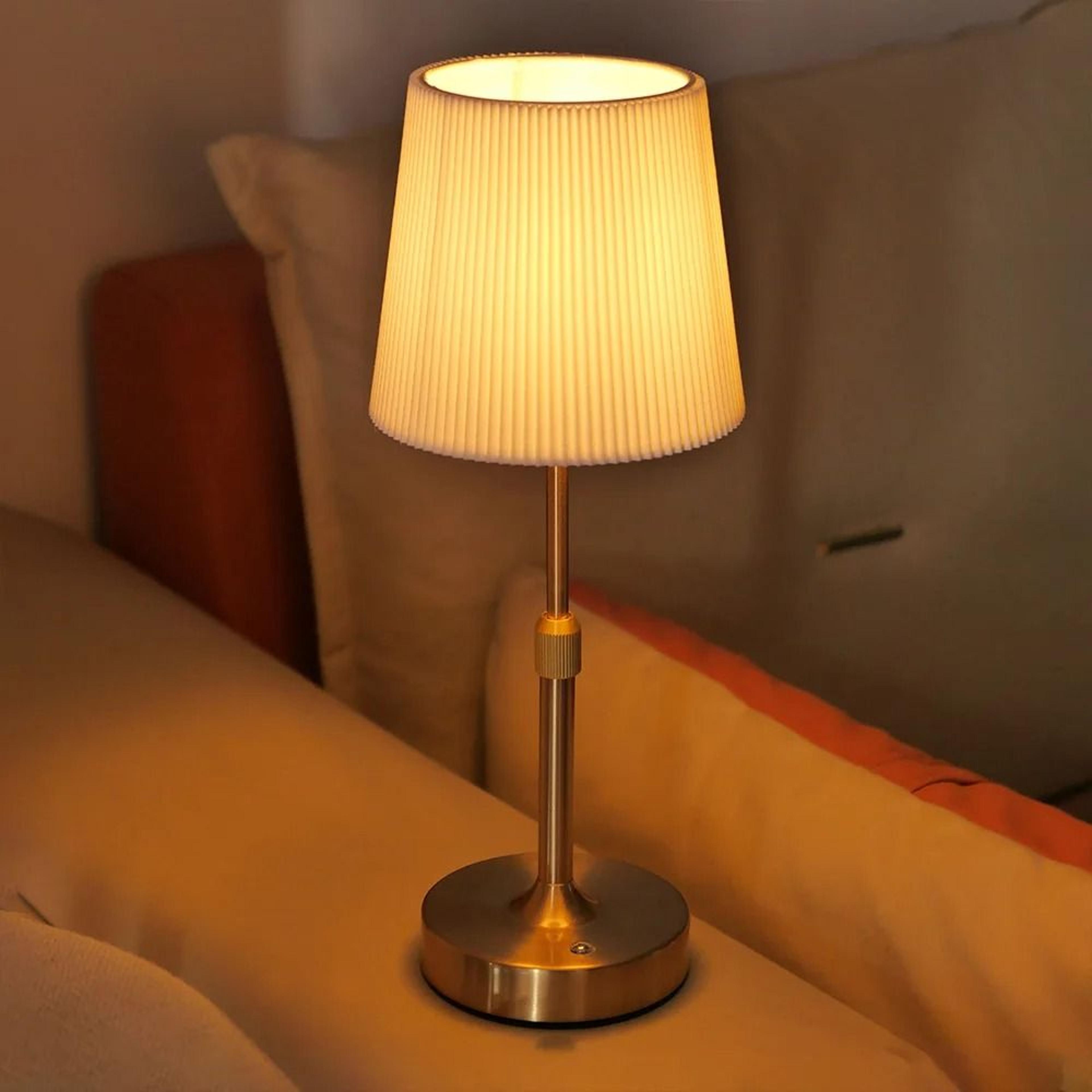 Rechargeable Fabric Touch Table Lamp With Replaceable Bulb Warm Bedside Glow 0