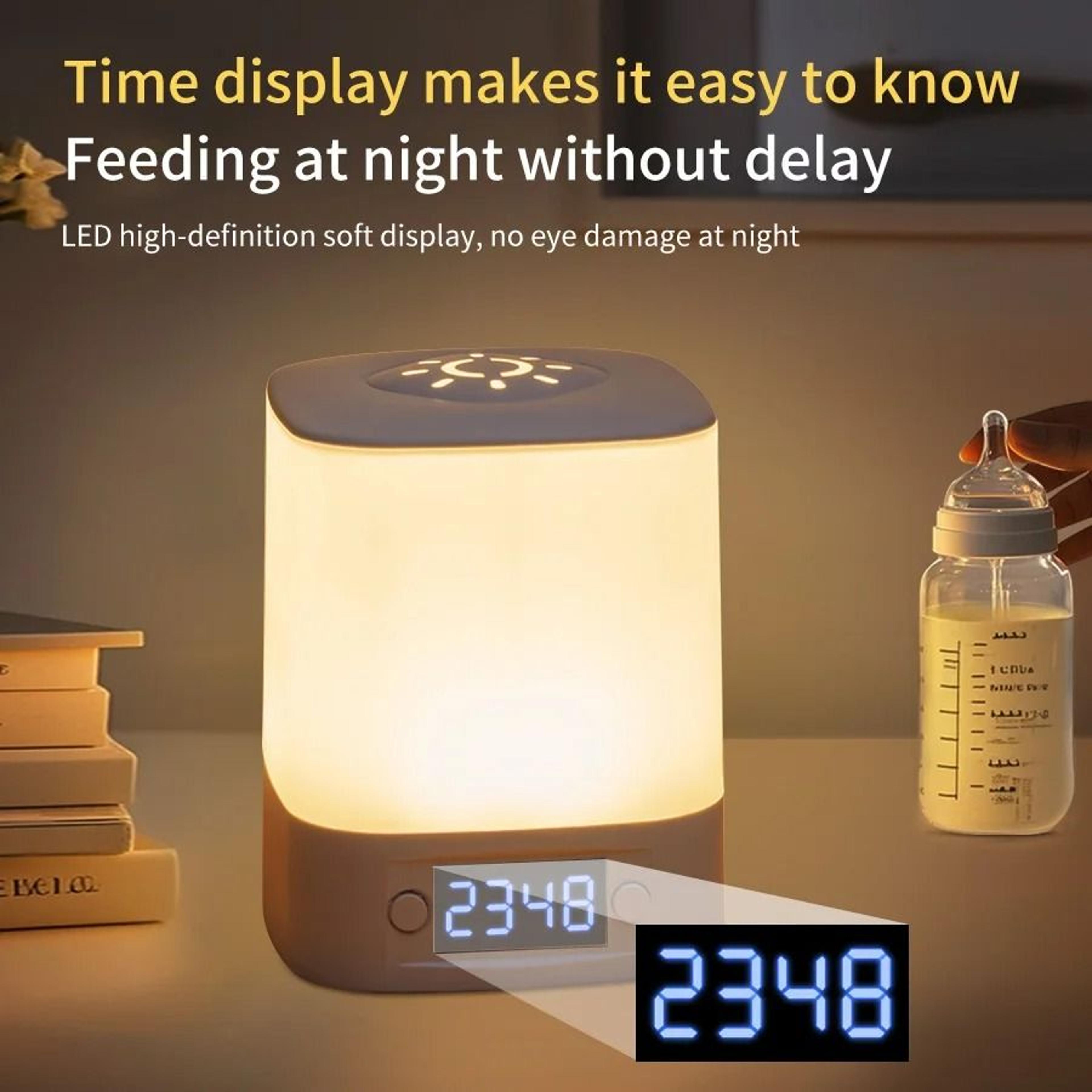 Rechargeable Touch Bedside Lamp With Clock Display And Soft Sleeping Glow 8