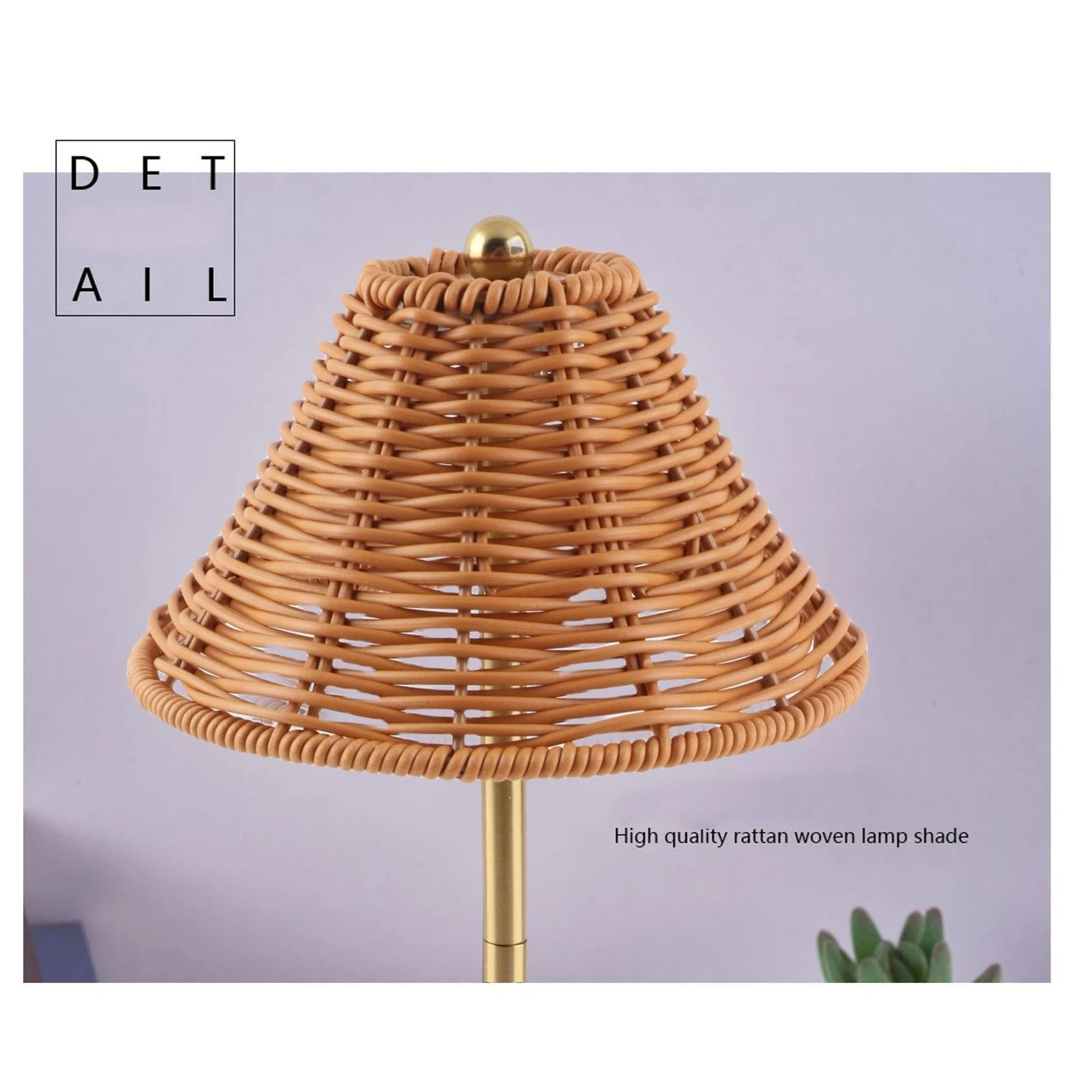 Rechargeable Rattan Bedside Lamp With Dimmable Eye Care Reading Light Design 4