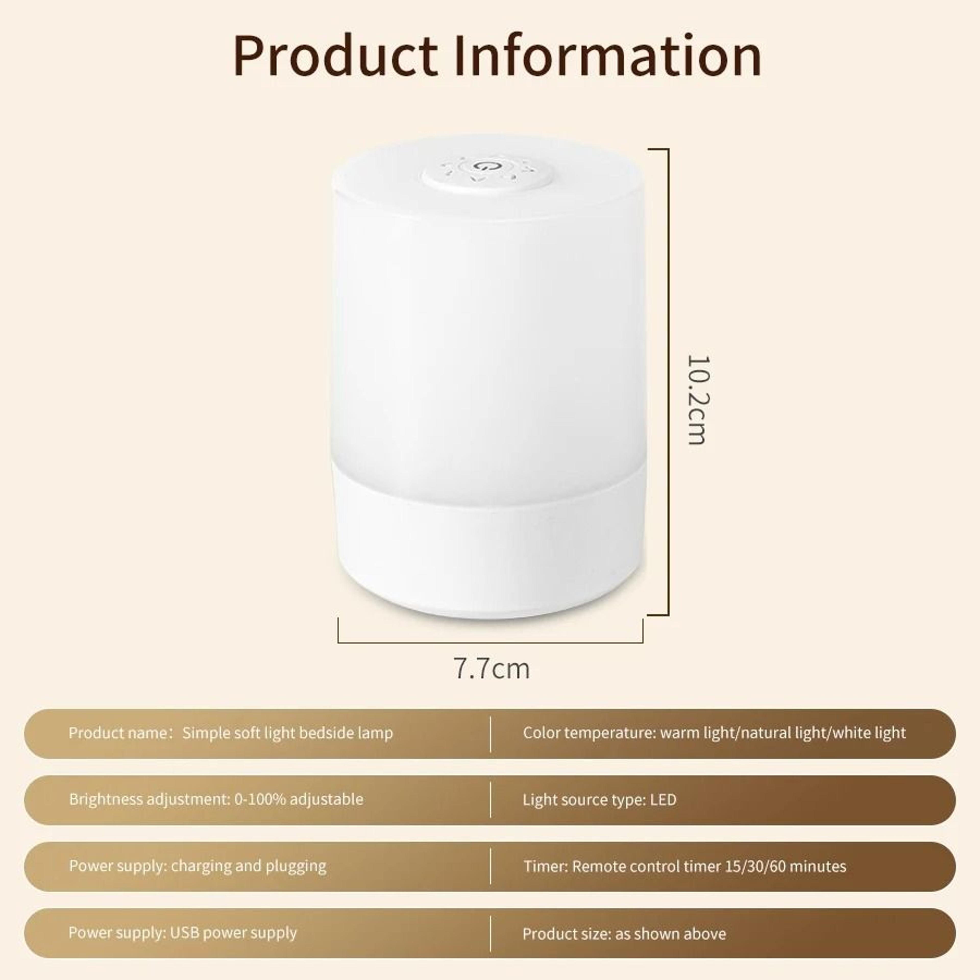 Rechargeable Touch Bedside Lamp With Remote And Three Color Light Modes 1