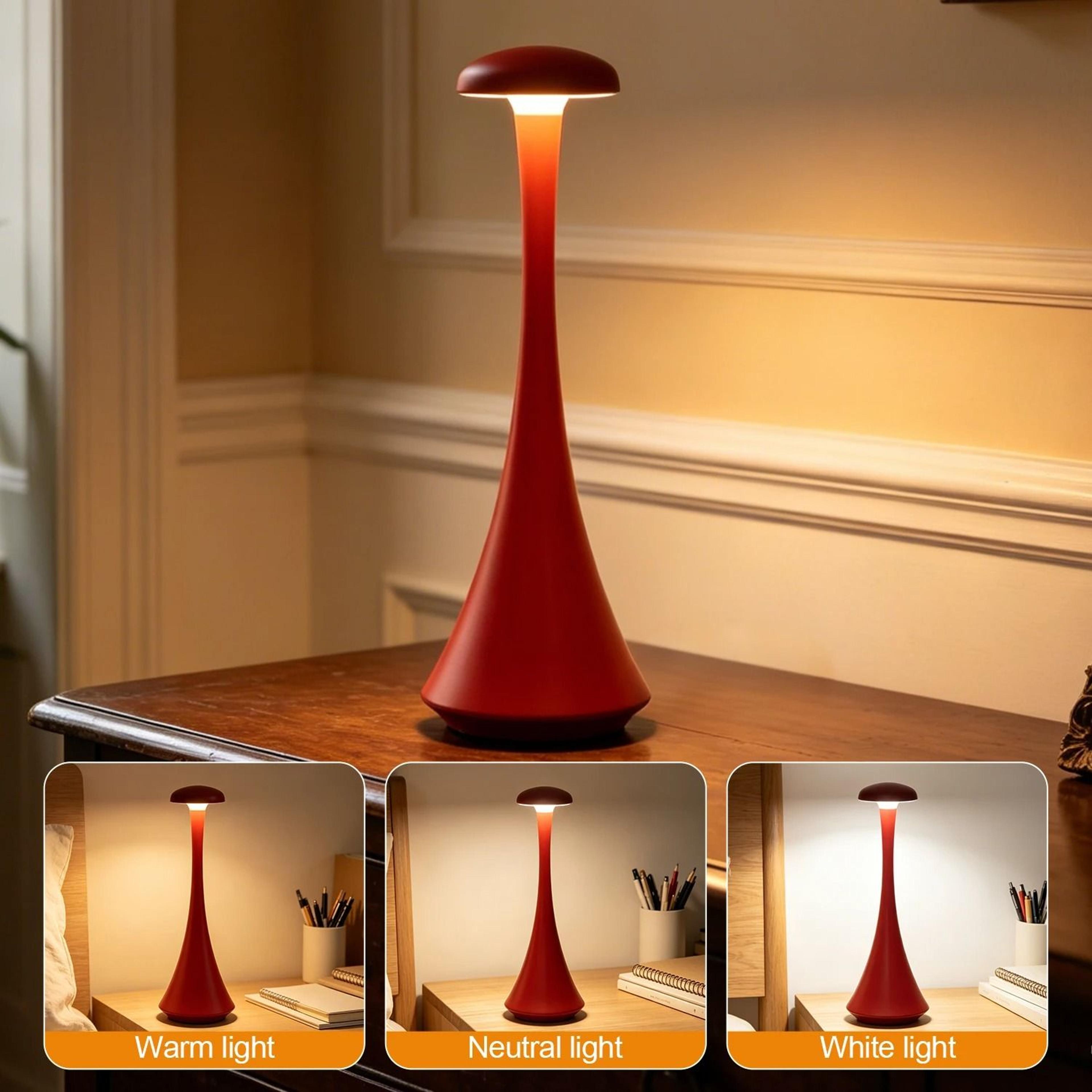 Rechargeable Mushroom Touch Table Lamp With USB C Cordless Ambient Lighting 5