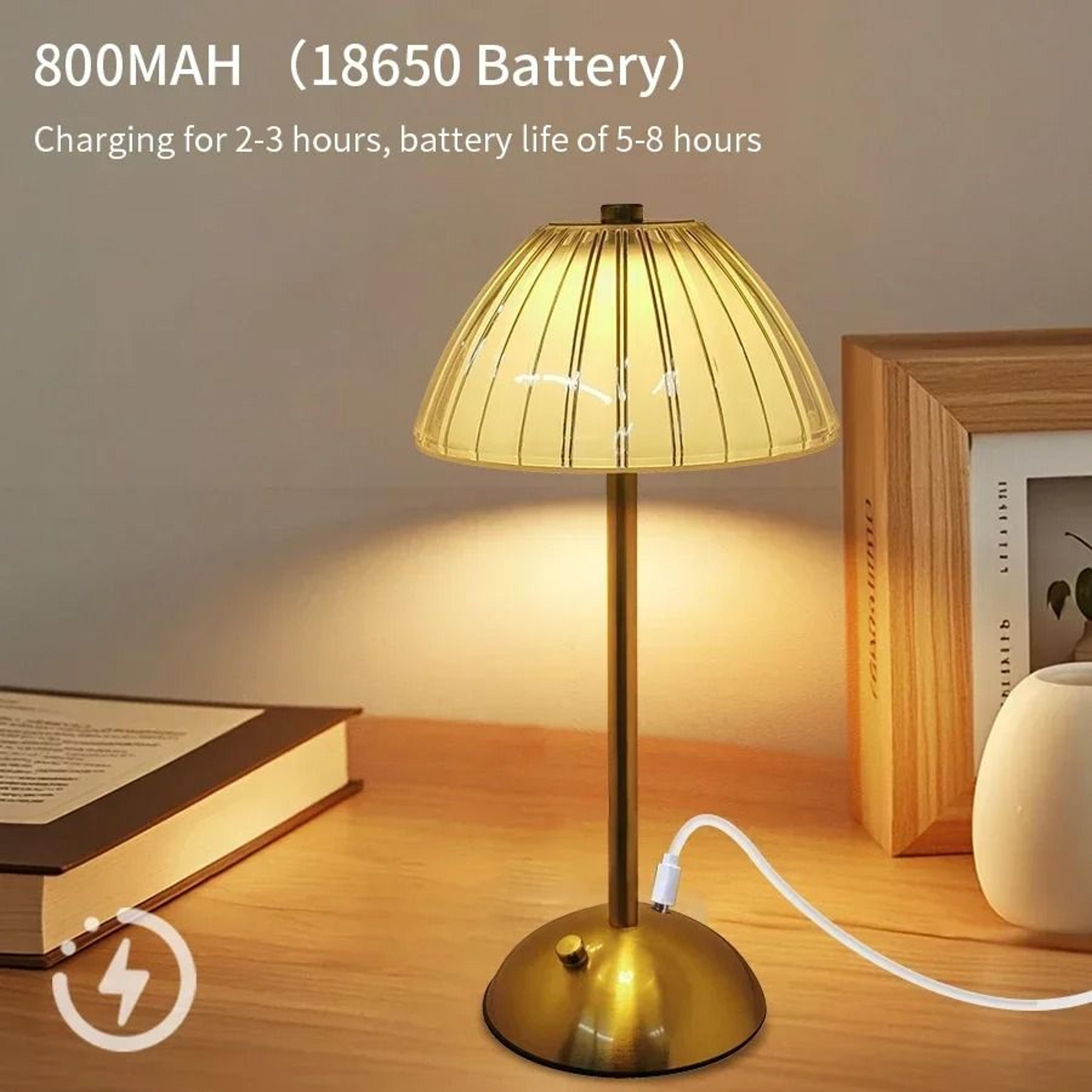 Rechargeable Crystal Touch Table Lamp With Dimmable Cordless Ambient Bedside Lighting 10