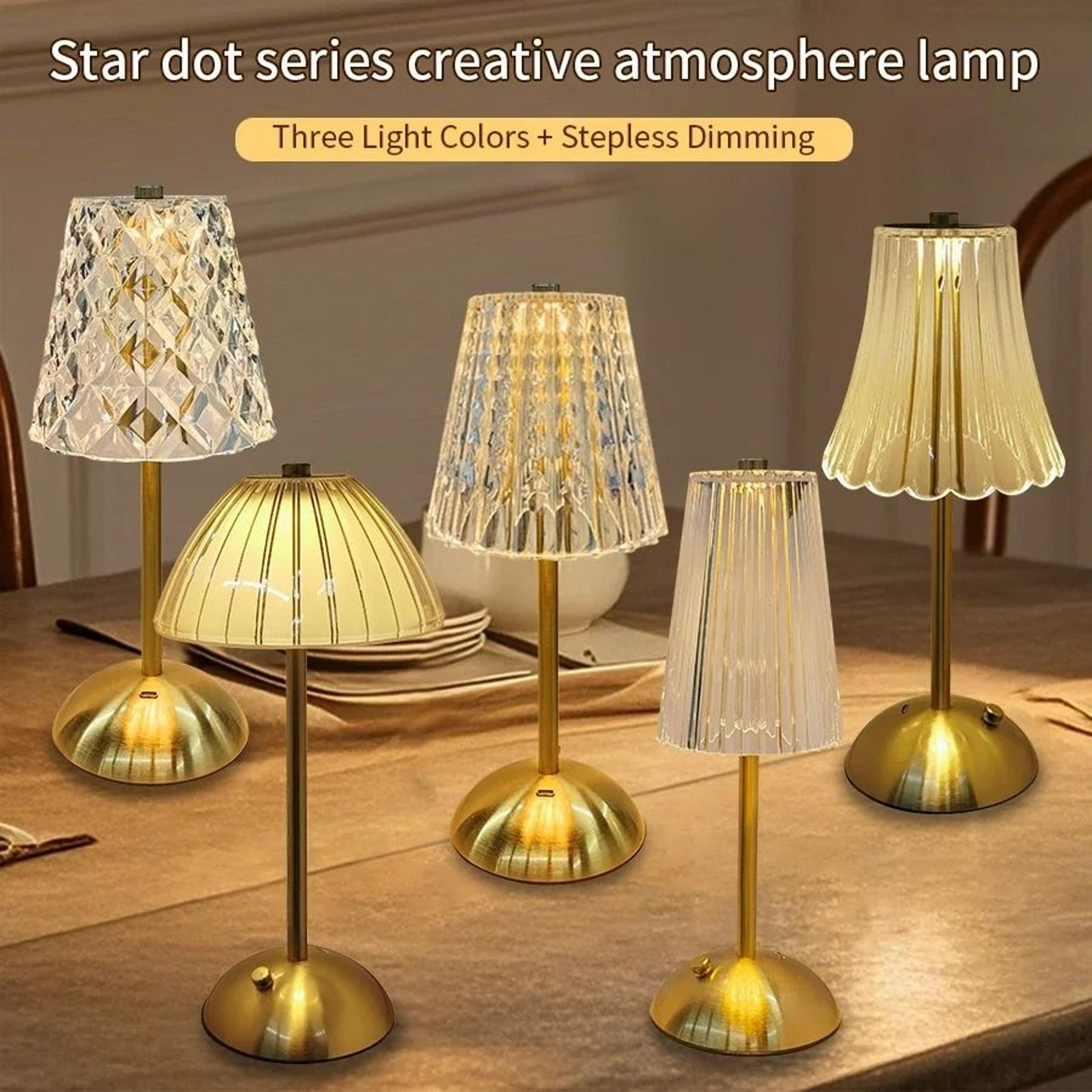 Rechargeable Crystal Touch Table Lamp With Dimmable Cordless Ambient Bedside Lighting 0