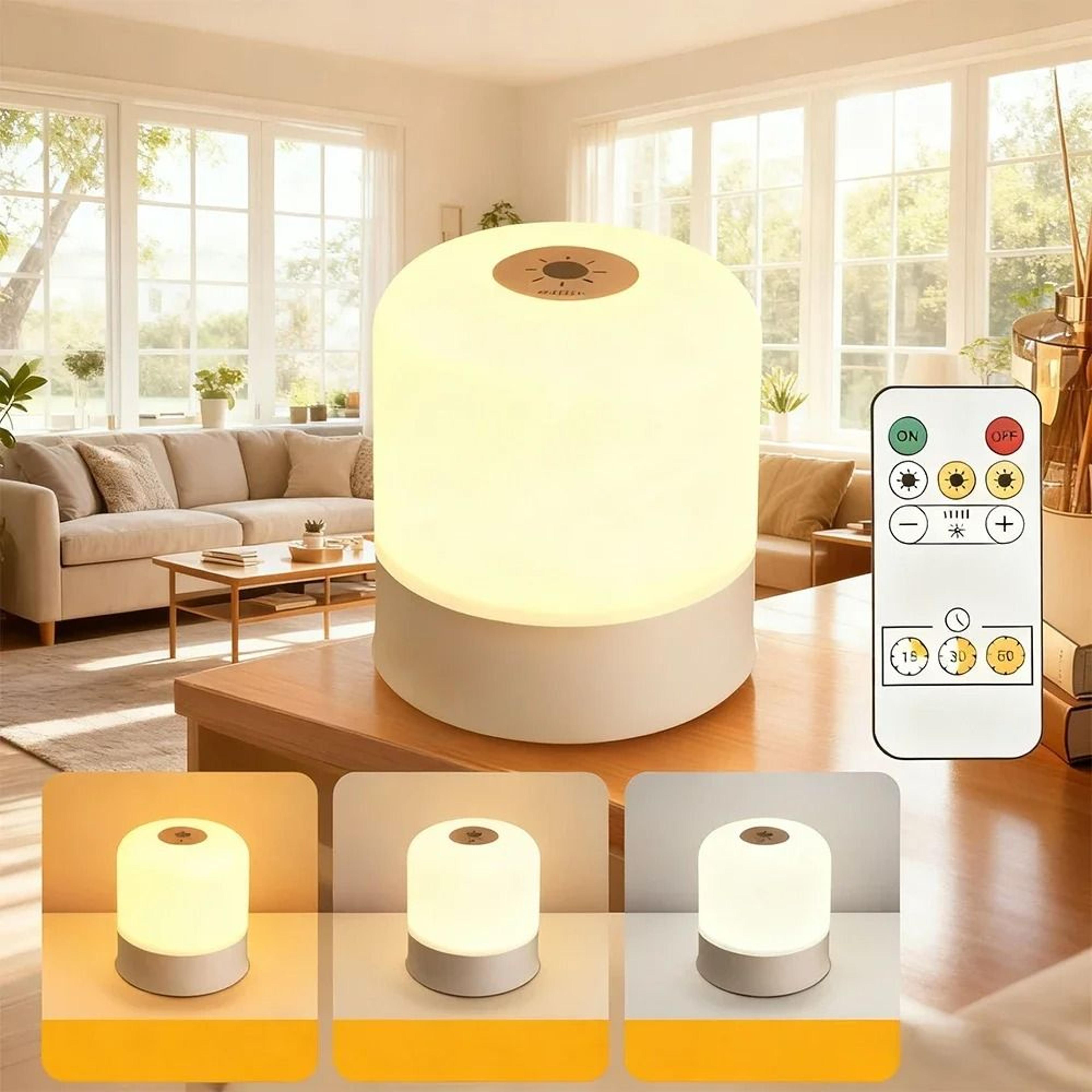 Rechargeable Touch Bedside Lamp With Remote Timer And Dimmable Lighting Modes 2