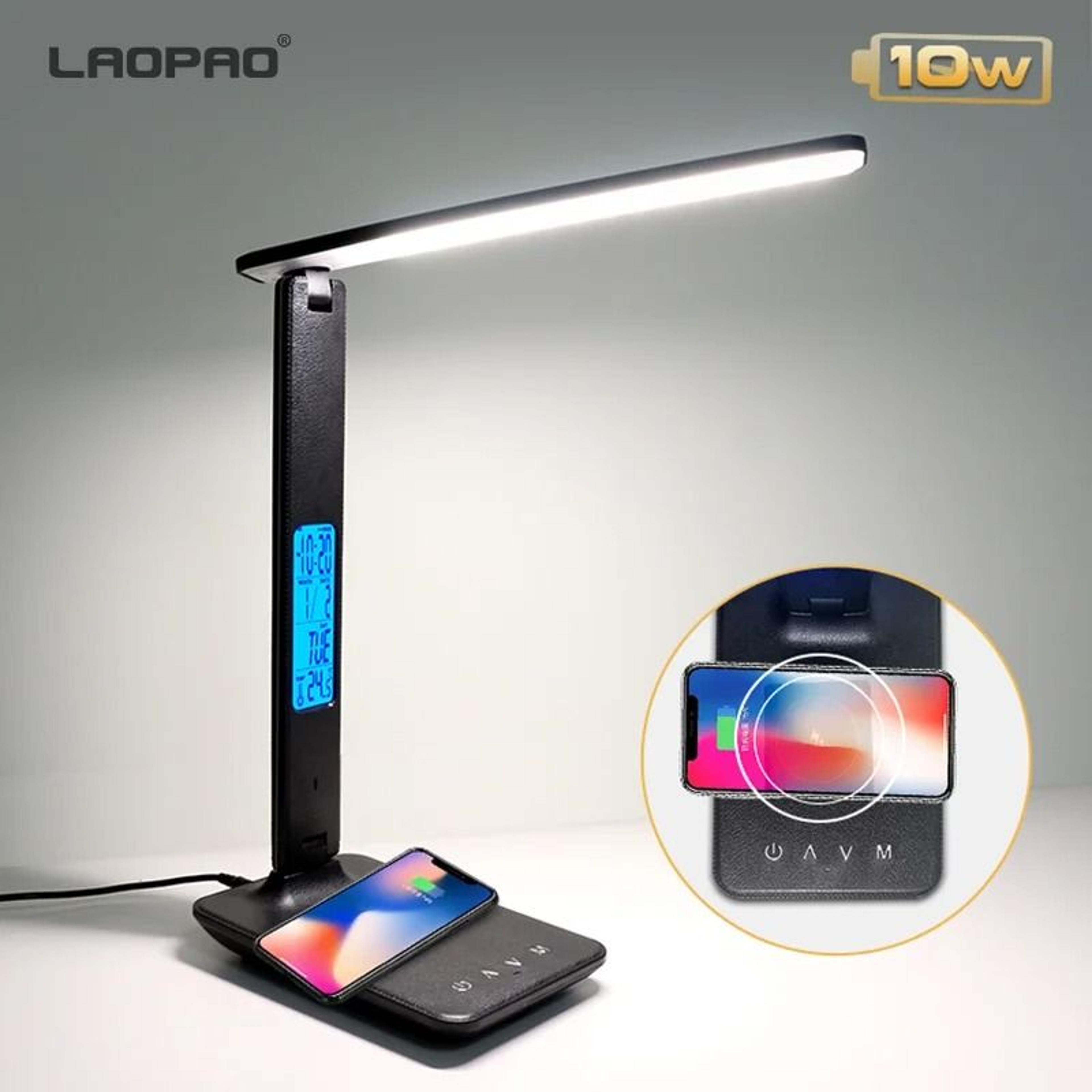 LAOPAO Wireless Charging Desk Lamp With Clock And Adjustable Eye Comfort 7