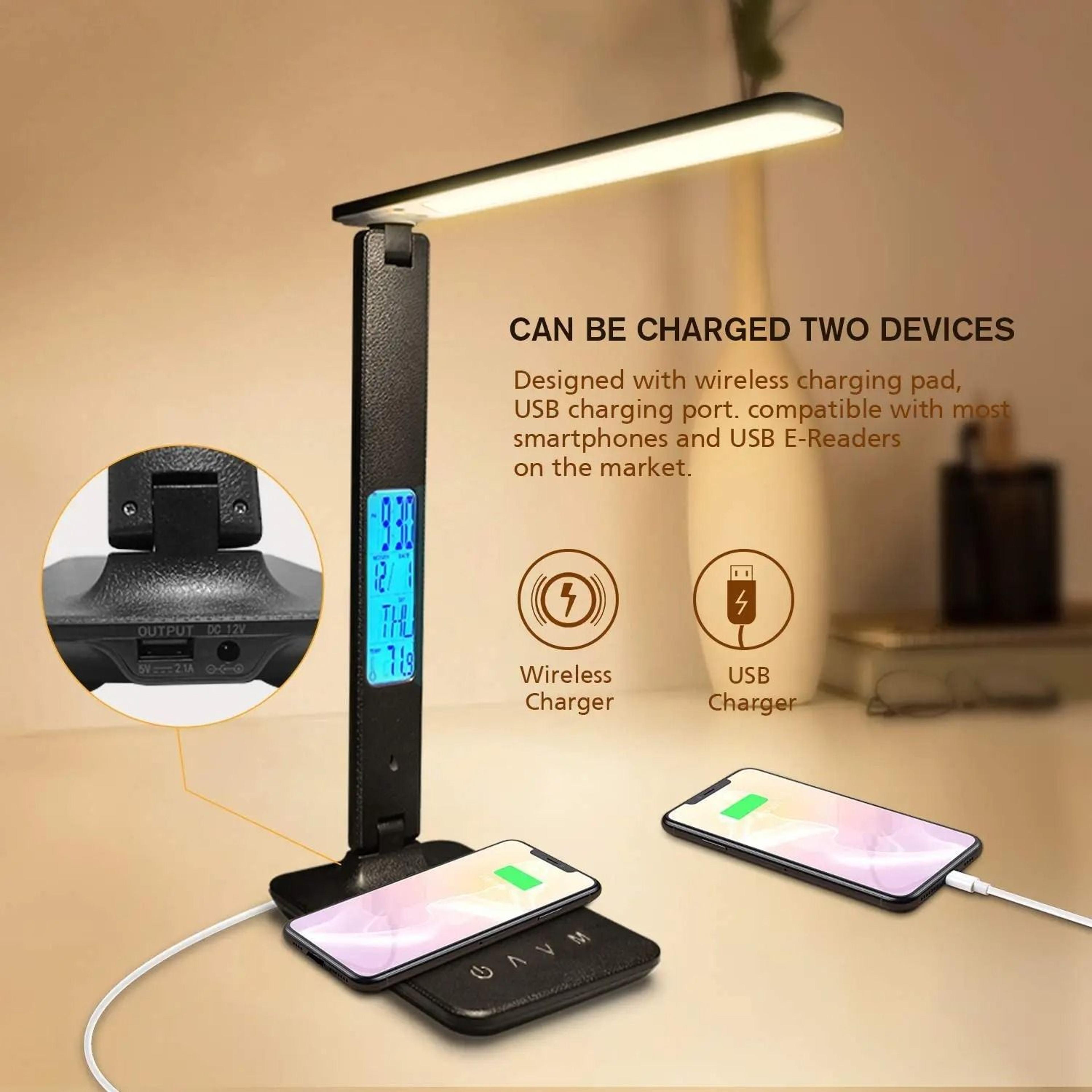 LAOPAO Wireless Charging Desk Lamp With Clock And Adjustable Eye Comfort 6