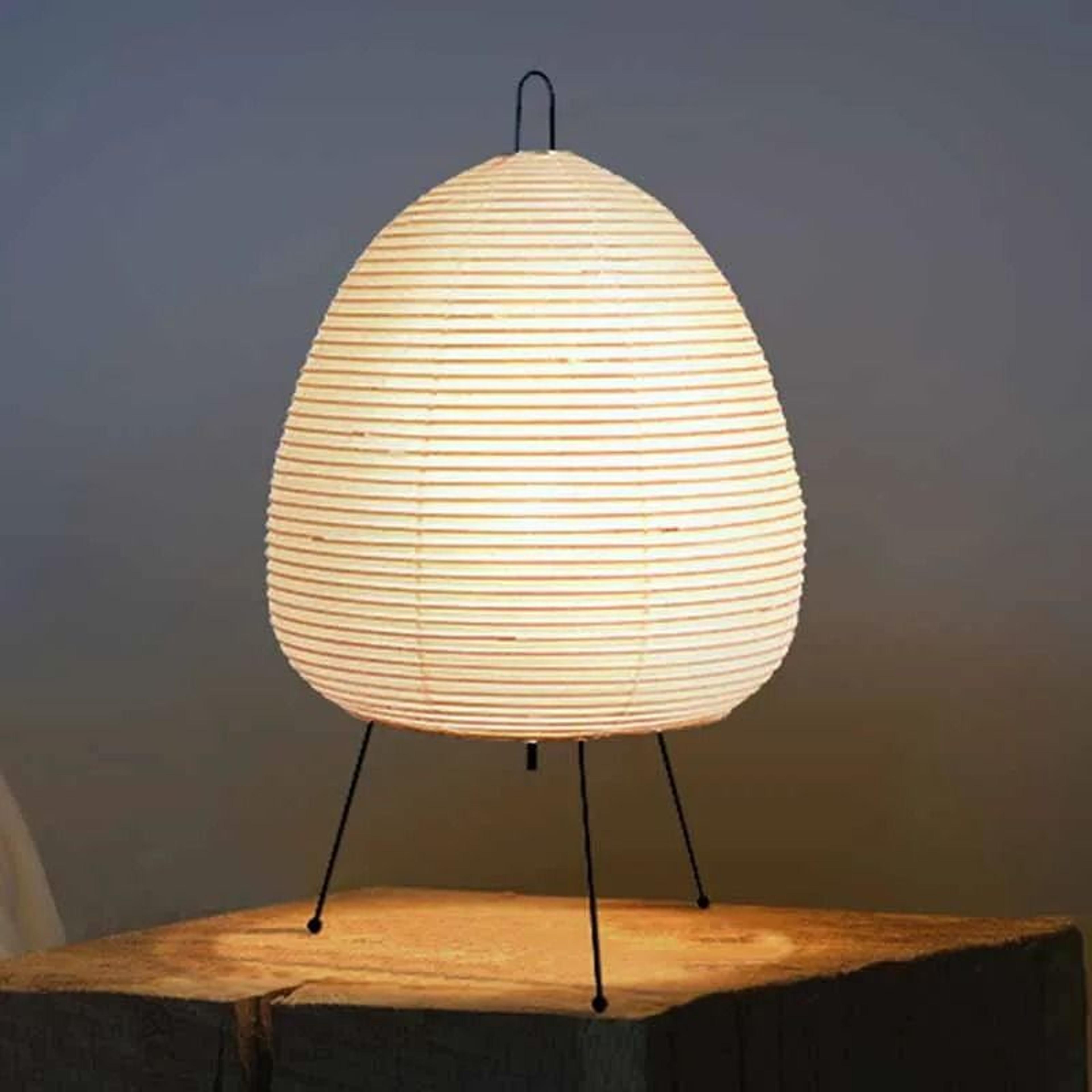 Japanese Rice Paper Tripod Table Lamp Creates Warm Serene Bedroom Ambiance 4