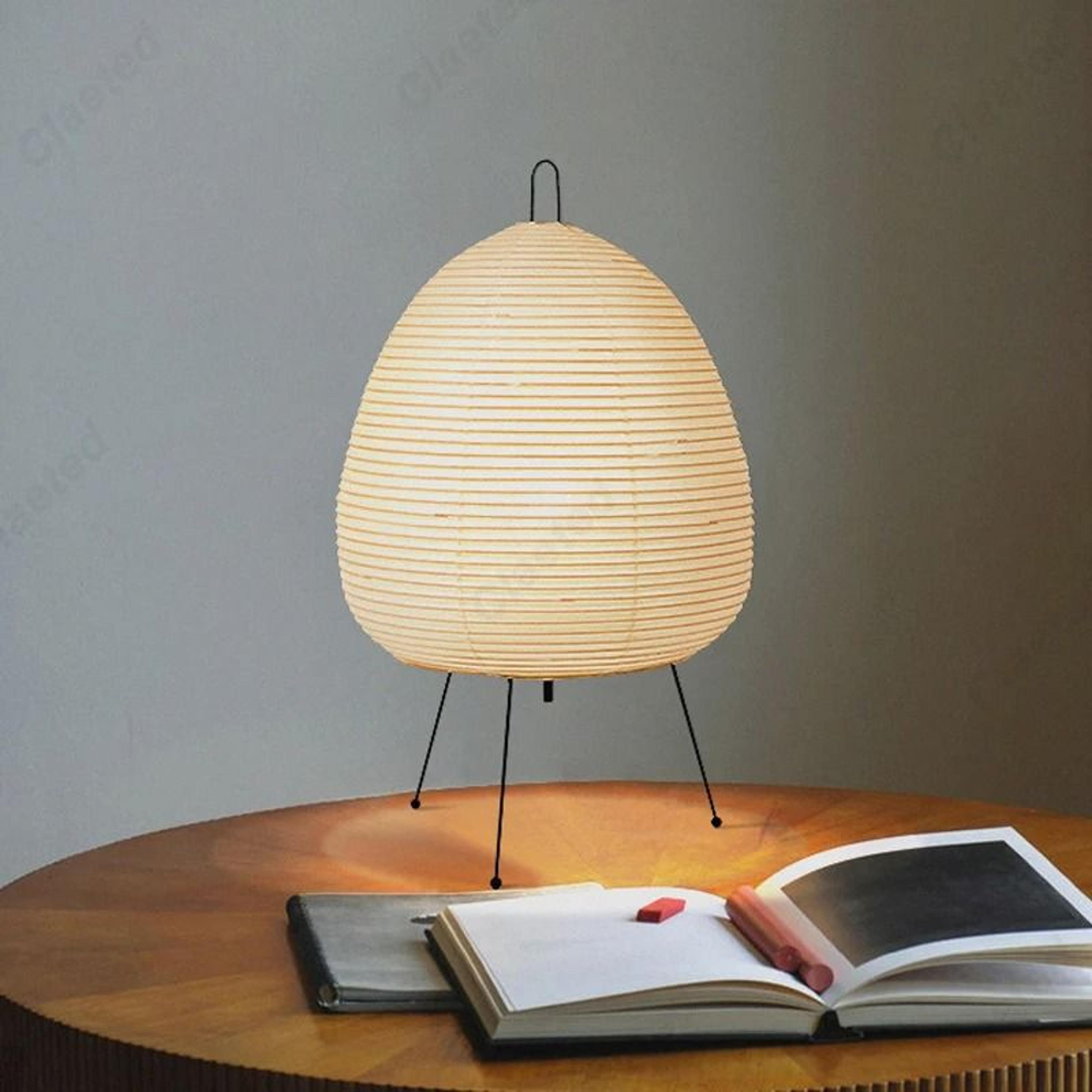 Japanese Rice Paper Tripod Table Lamp Creates Warm Serene Bedroom Ambiance 7