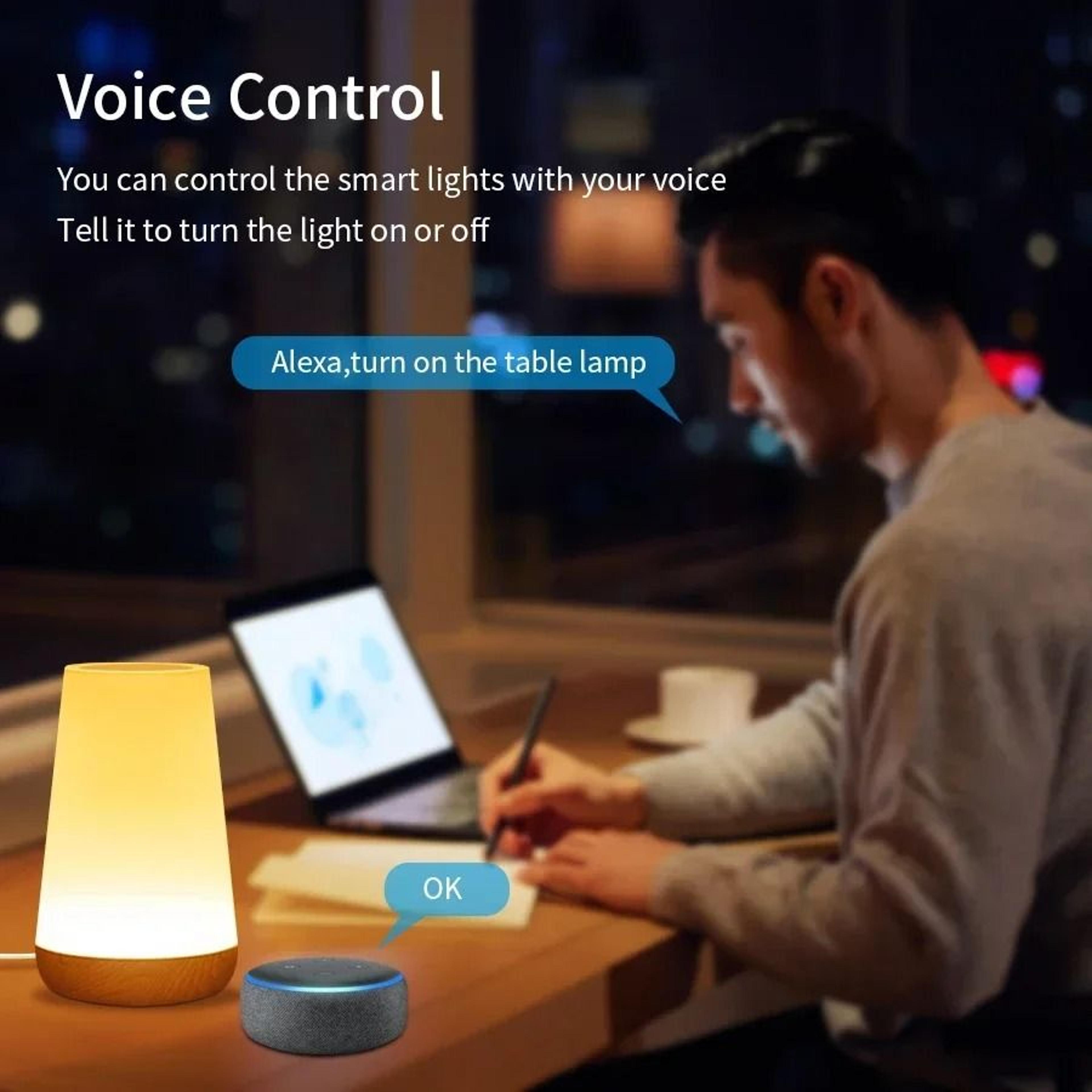 Tuya RGB Smart Bedside Lamp With Voice App Touch Dimming Control 7