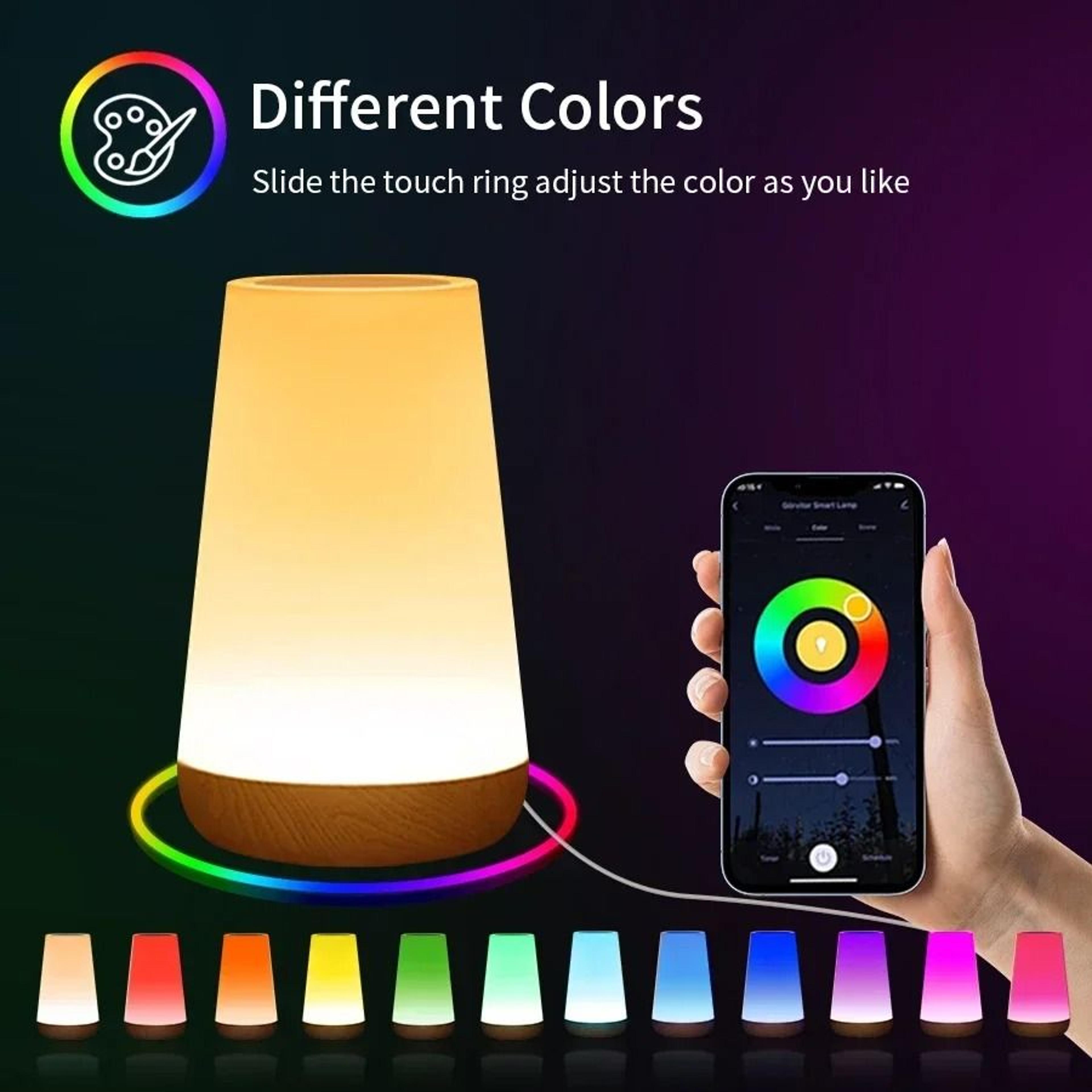 Tuya RGB Smart Bedside Lamp With Voice App Touch Dimming Control 0