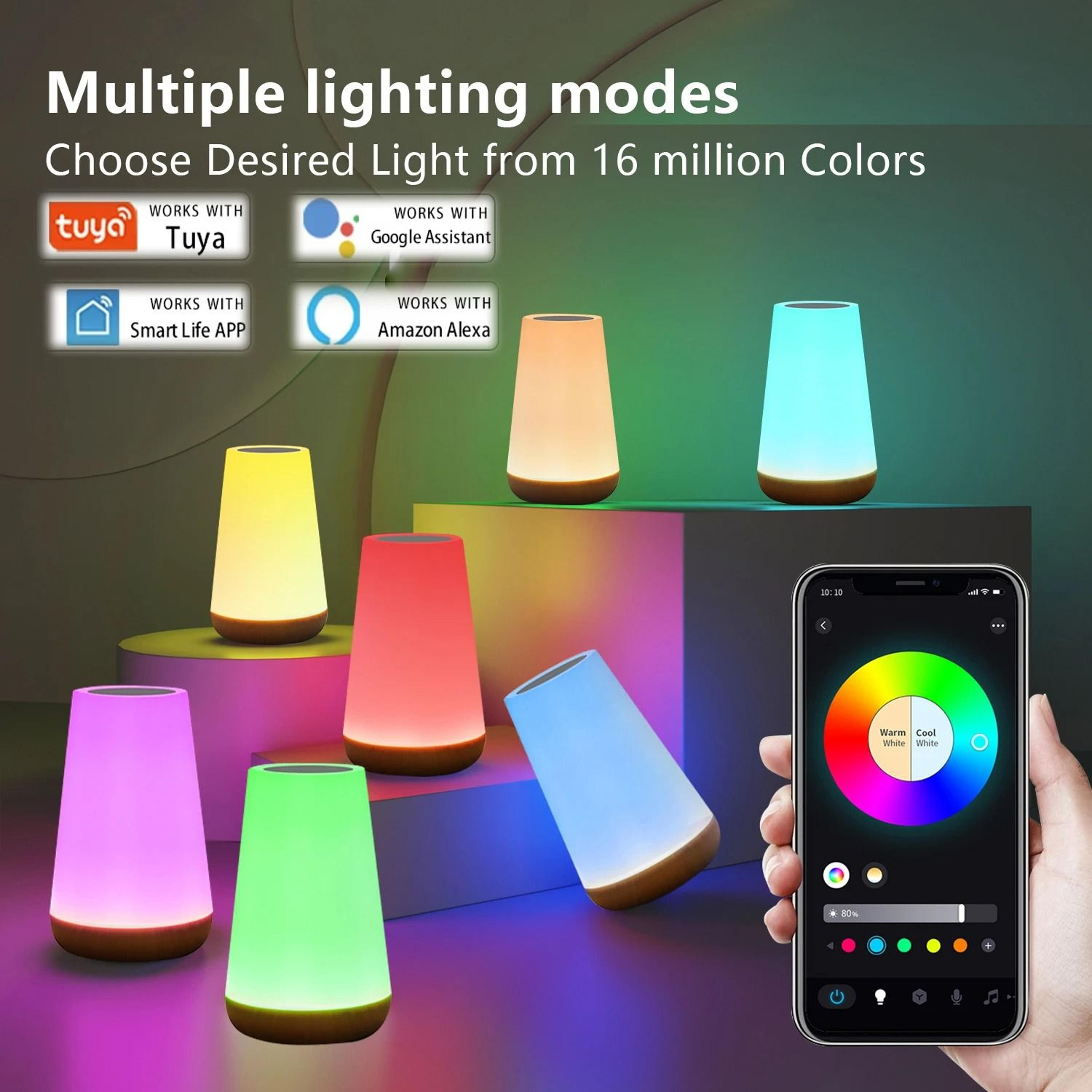 Tuya RGB Smart Bedside Lamp With Voice App Touch Dimming Control 4