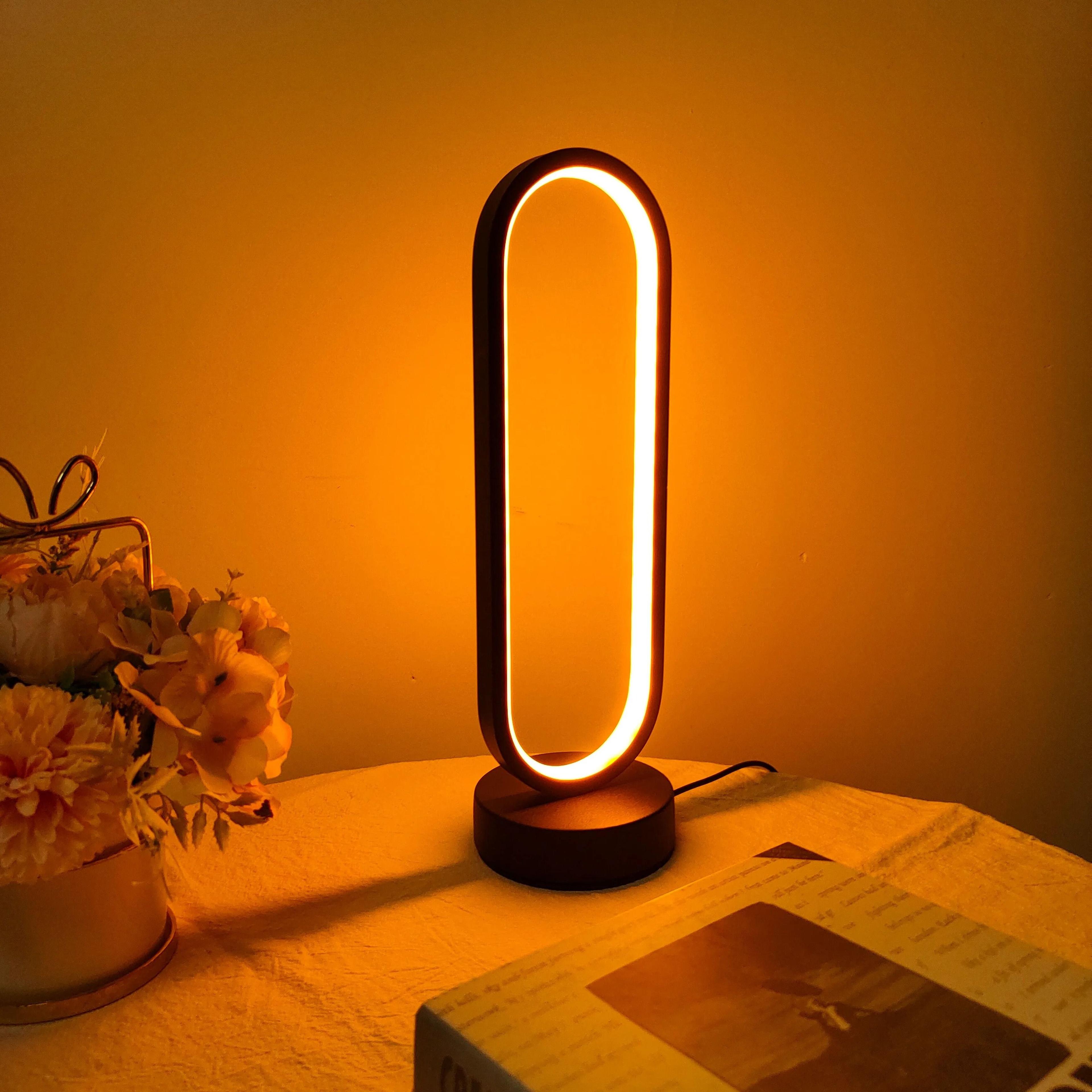 Modern LED Ring Bedside Lamp With Three Color Dimming For Ambiance 3