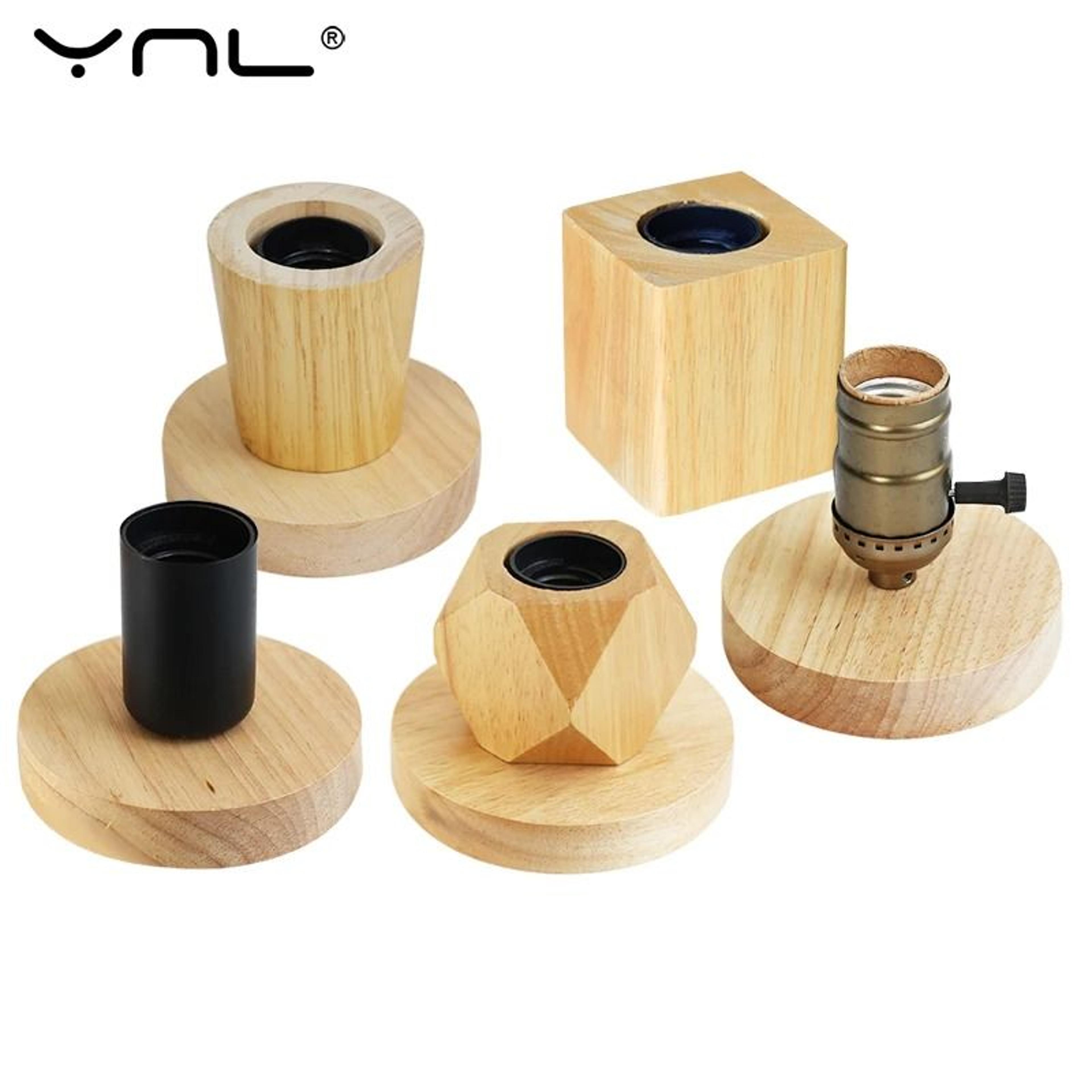 Modern Polyhedron Wooden Table Lamp With E27 Socket For Warm Decor 0