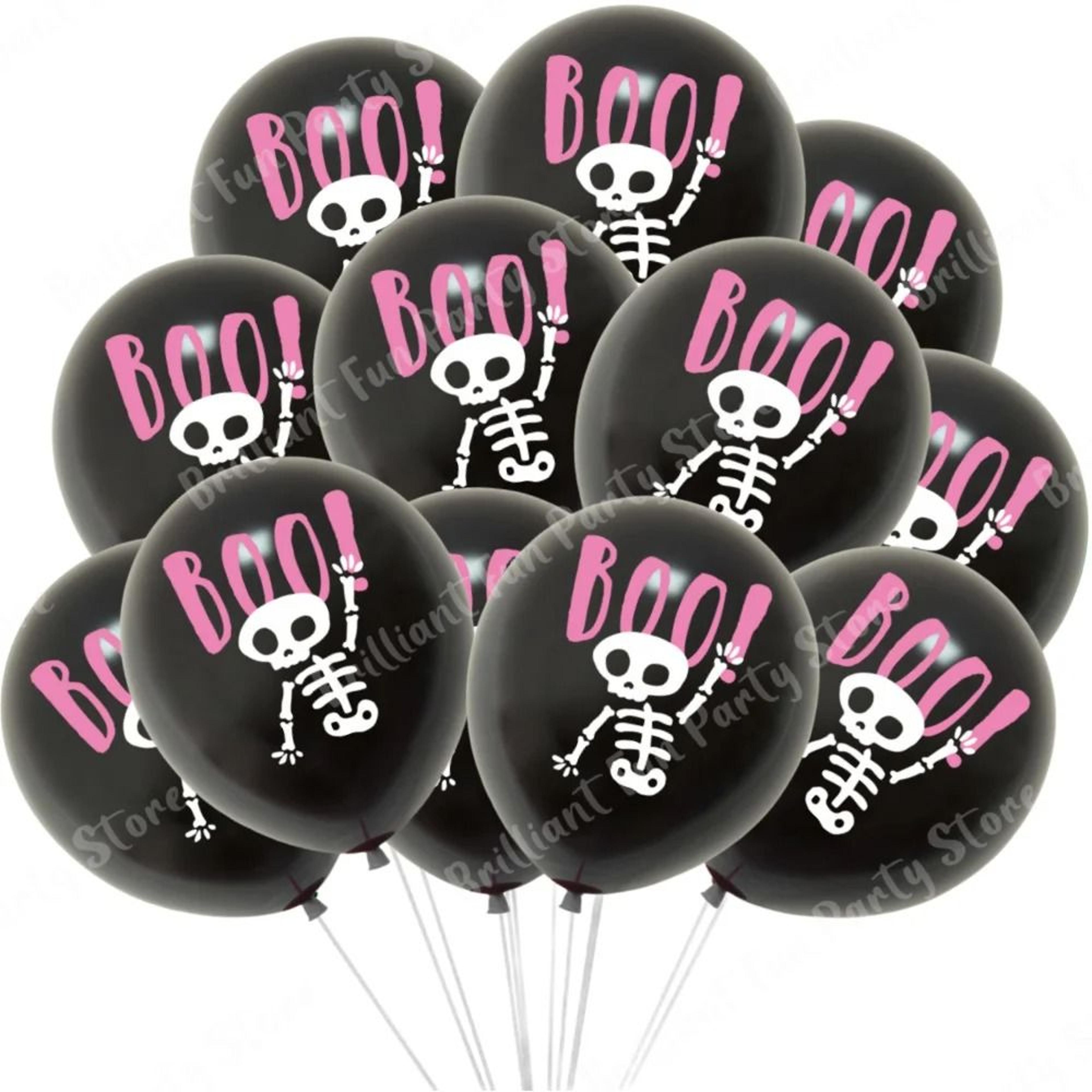 Halloween Latex Balloons In Black Orange White And Pink Party Colors 1