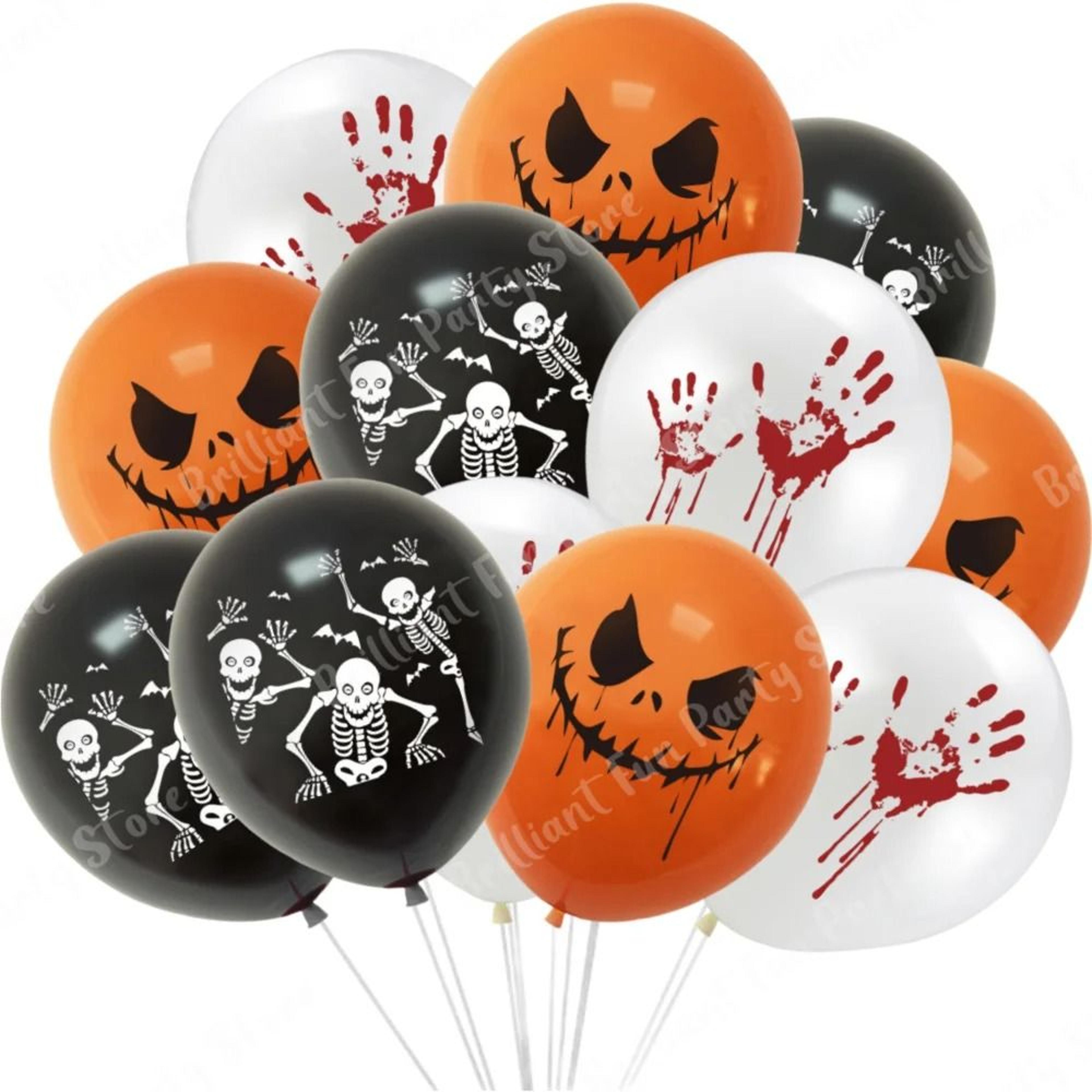Halloween Latex Balloons In Black Orange White And Pink Party Colors 11