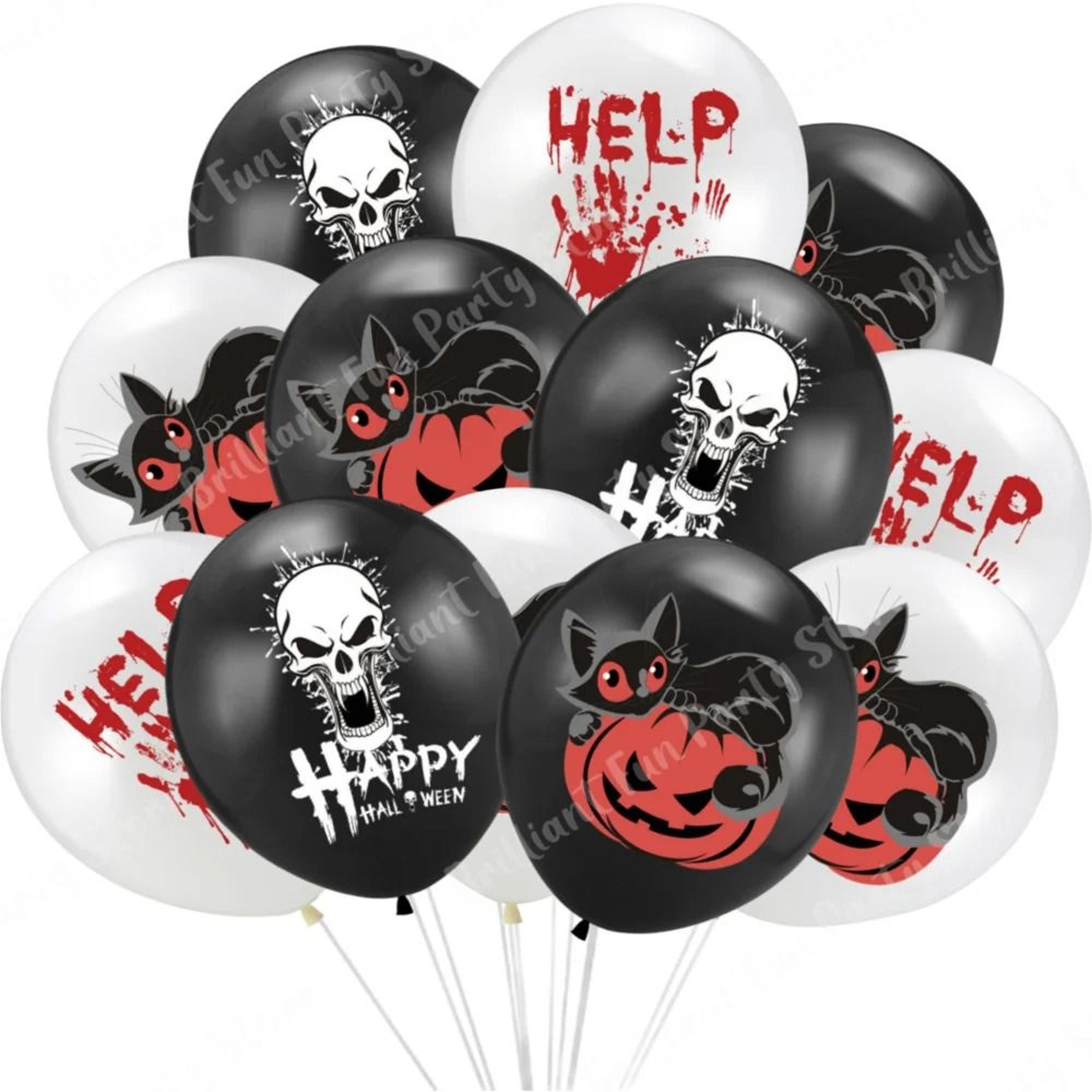 Halloween Latex Balloons In Black Orange White And Pink Party Colors 13