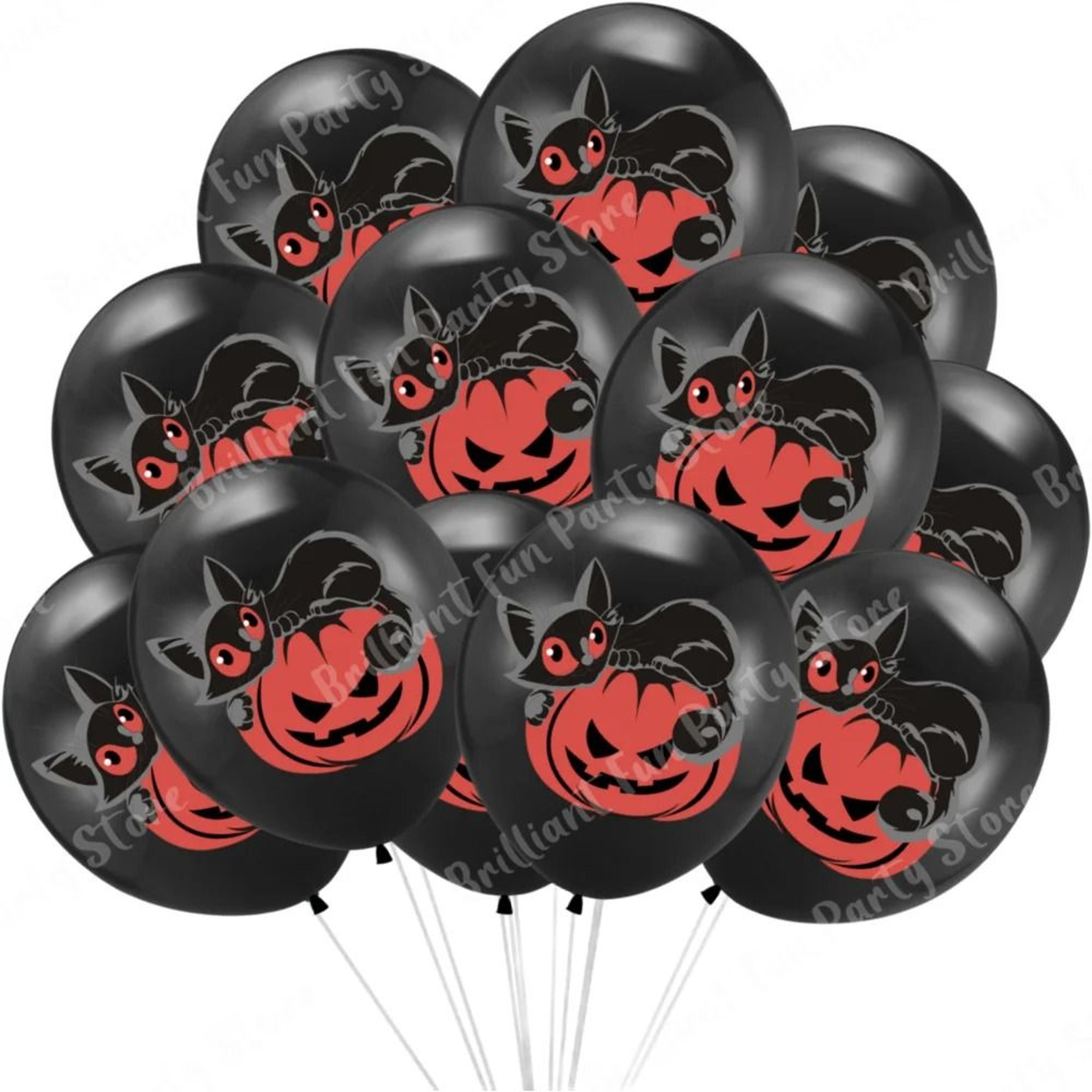 Halloween Latex Balloons In Black Orange White And Pink Party Colors 10