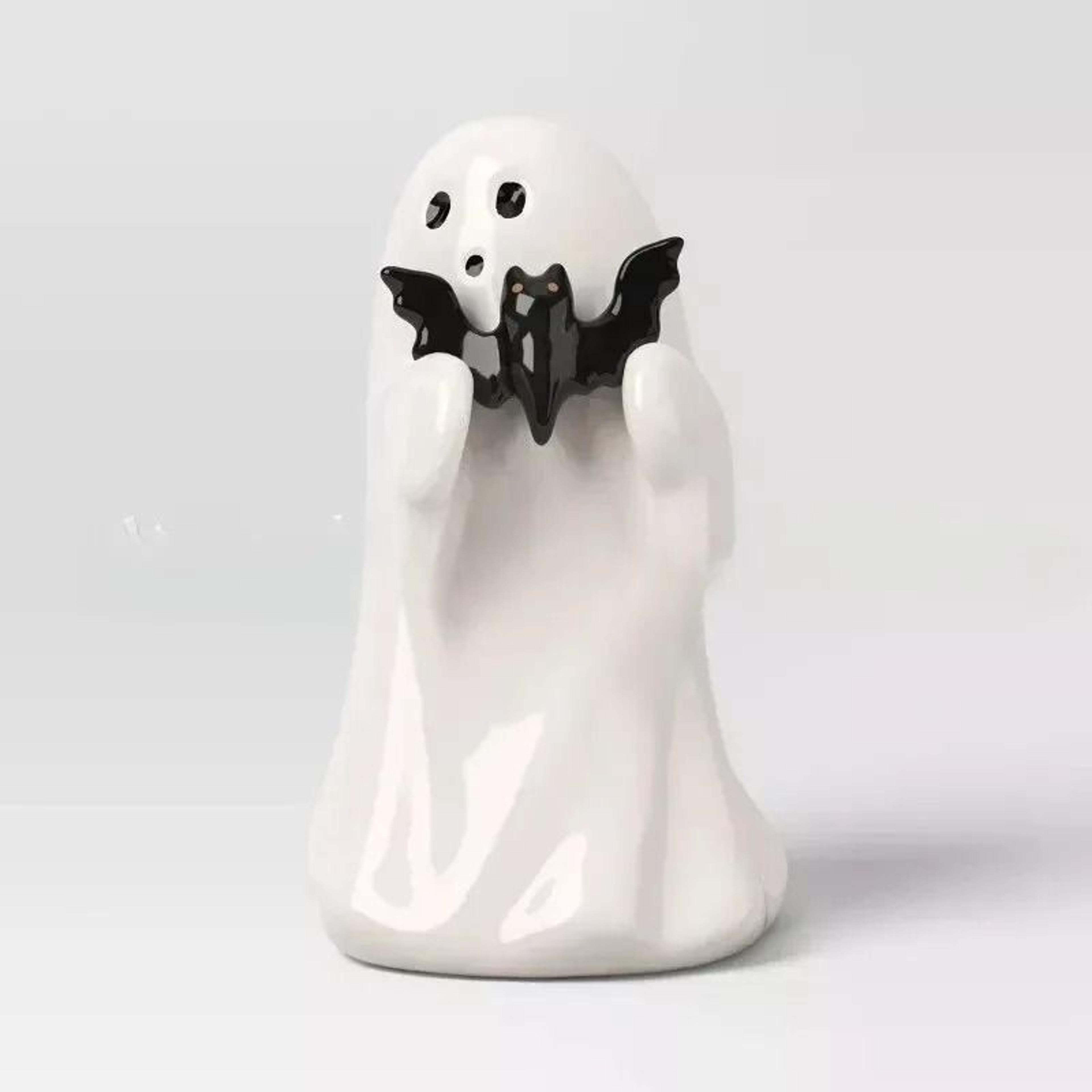Cute Ghost Pink Pumpkin Bat Figurine For Whimsical Halloween Tabletop Decor 2