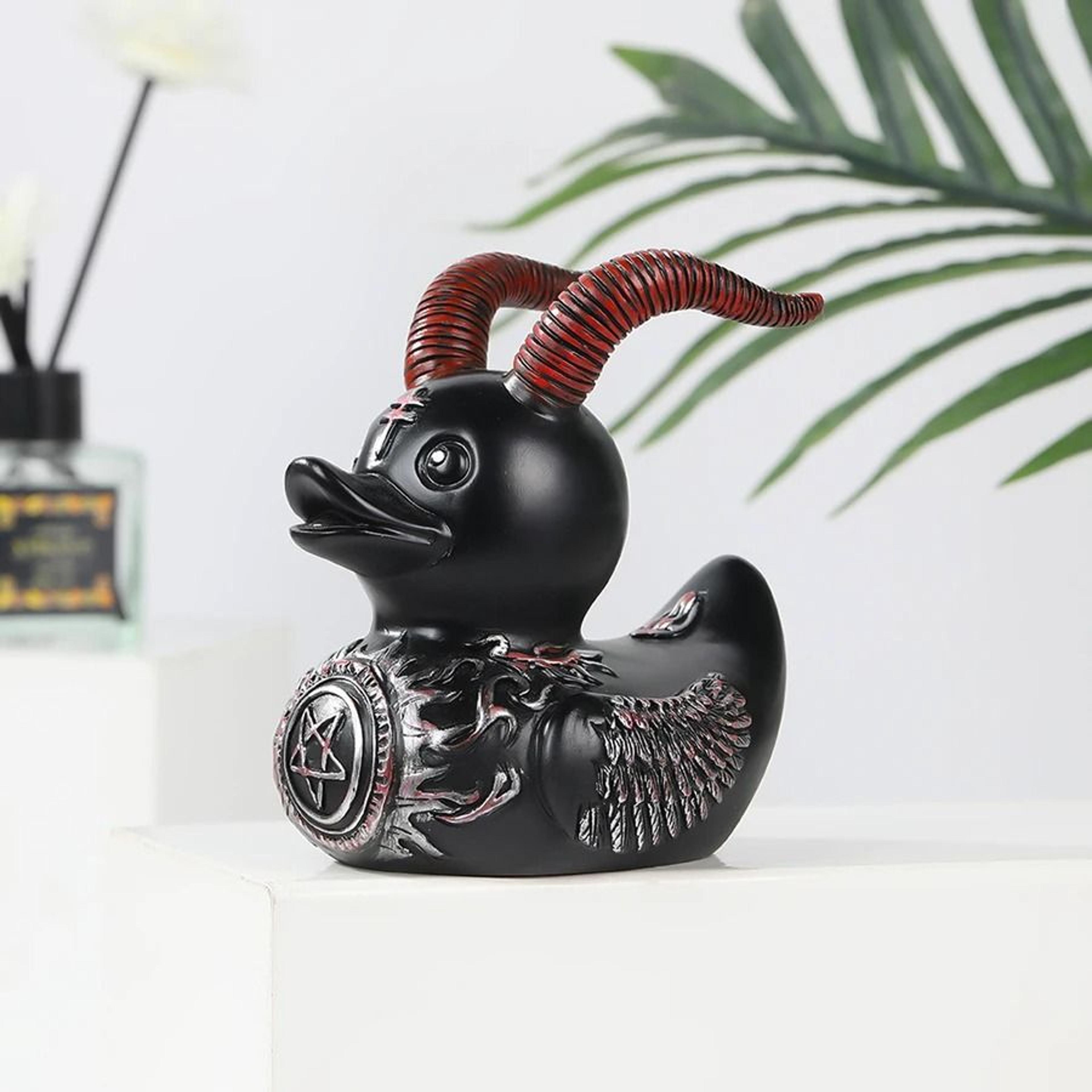 Dark Gothic Devil Duck Resin Statue 1