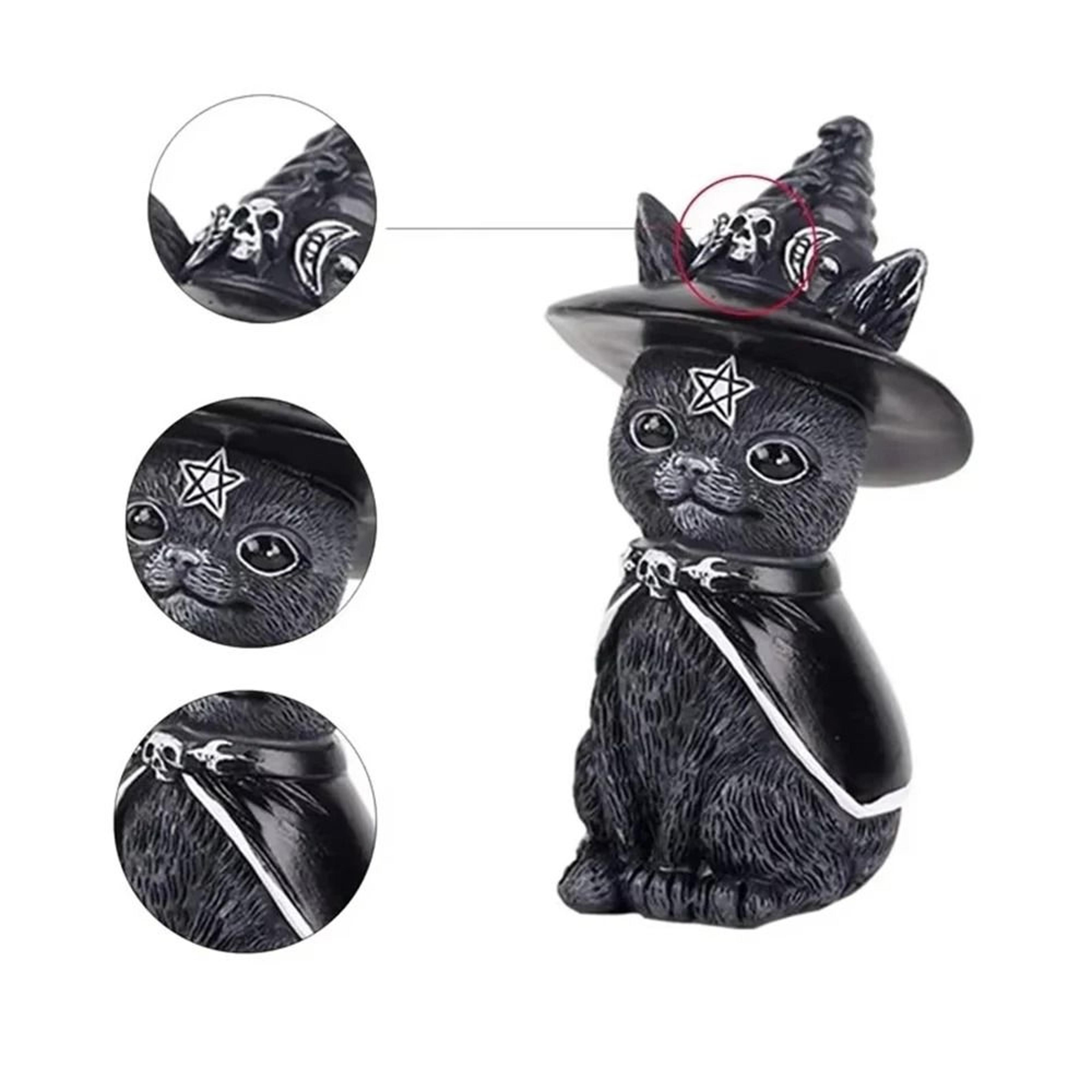 Mystical Black Witch Cat Resin Statue 4