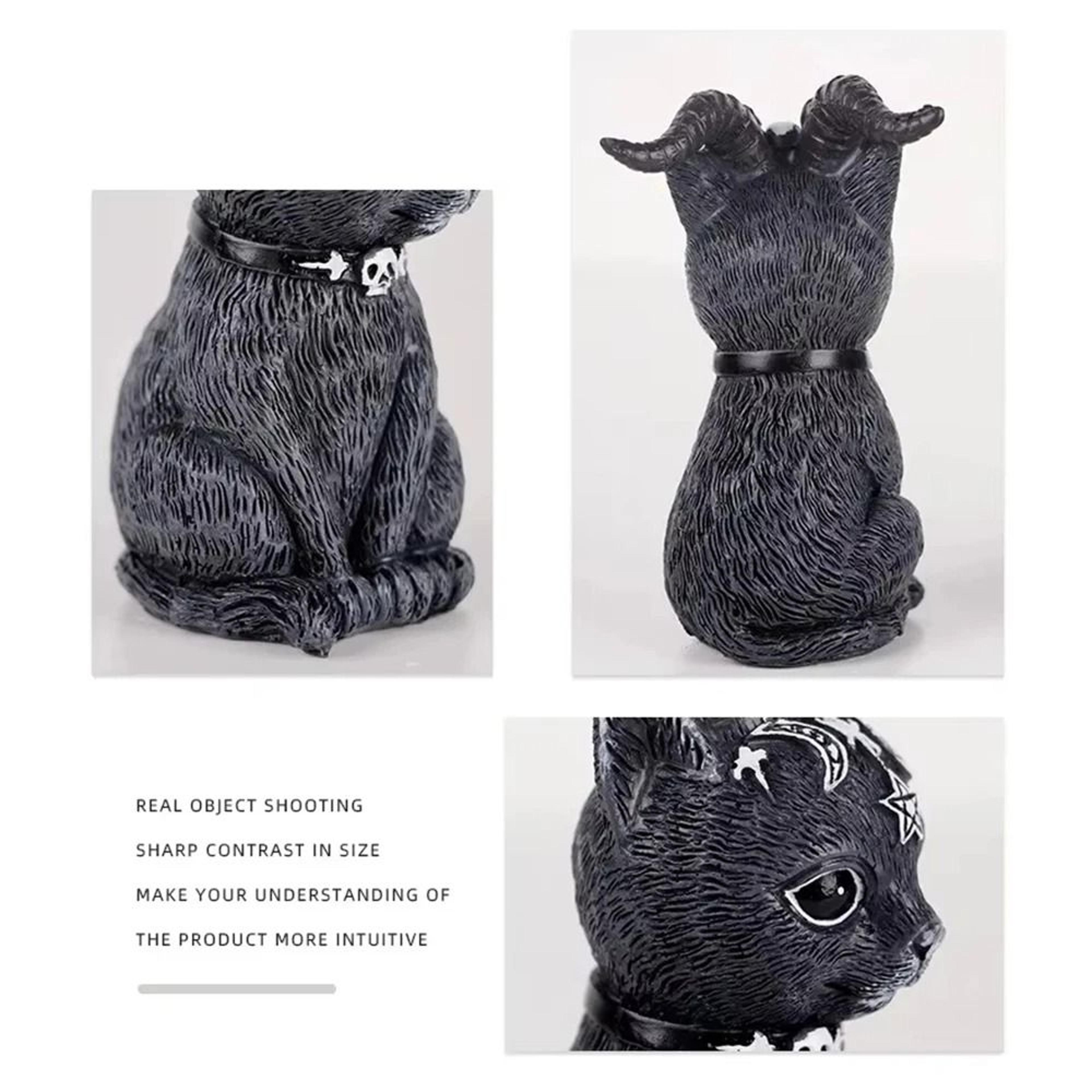 Mystical Black Witch Cat Resin Statue 5