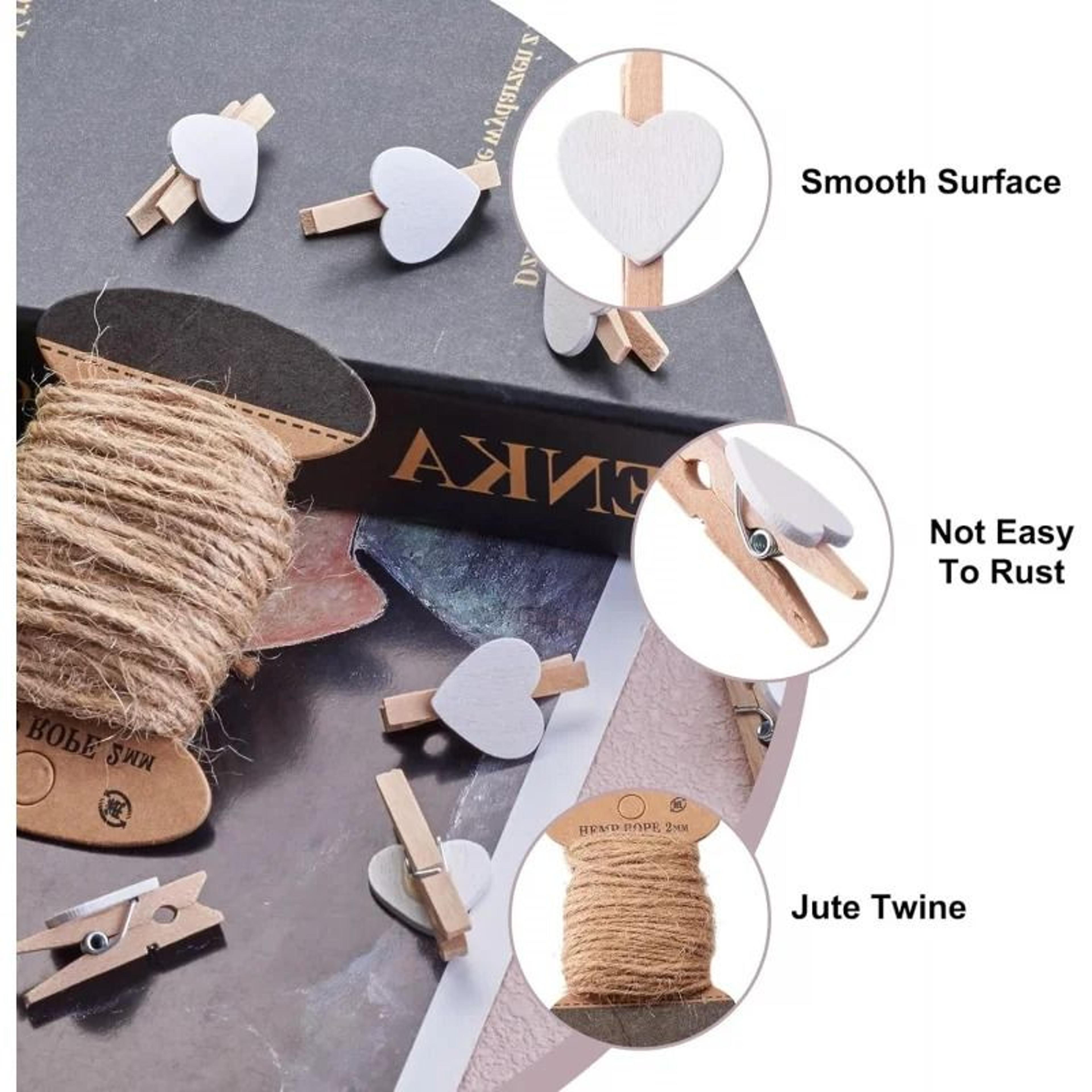 Heart Shaped Wooden Photo Clips For Weddings Parties Crafts And Memory Displays Set 5