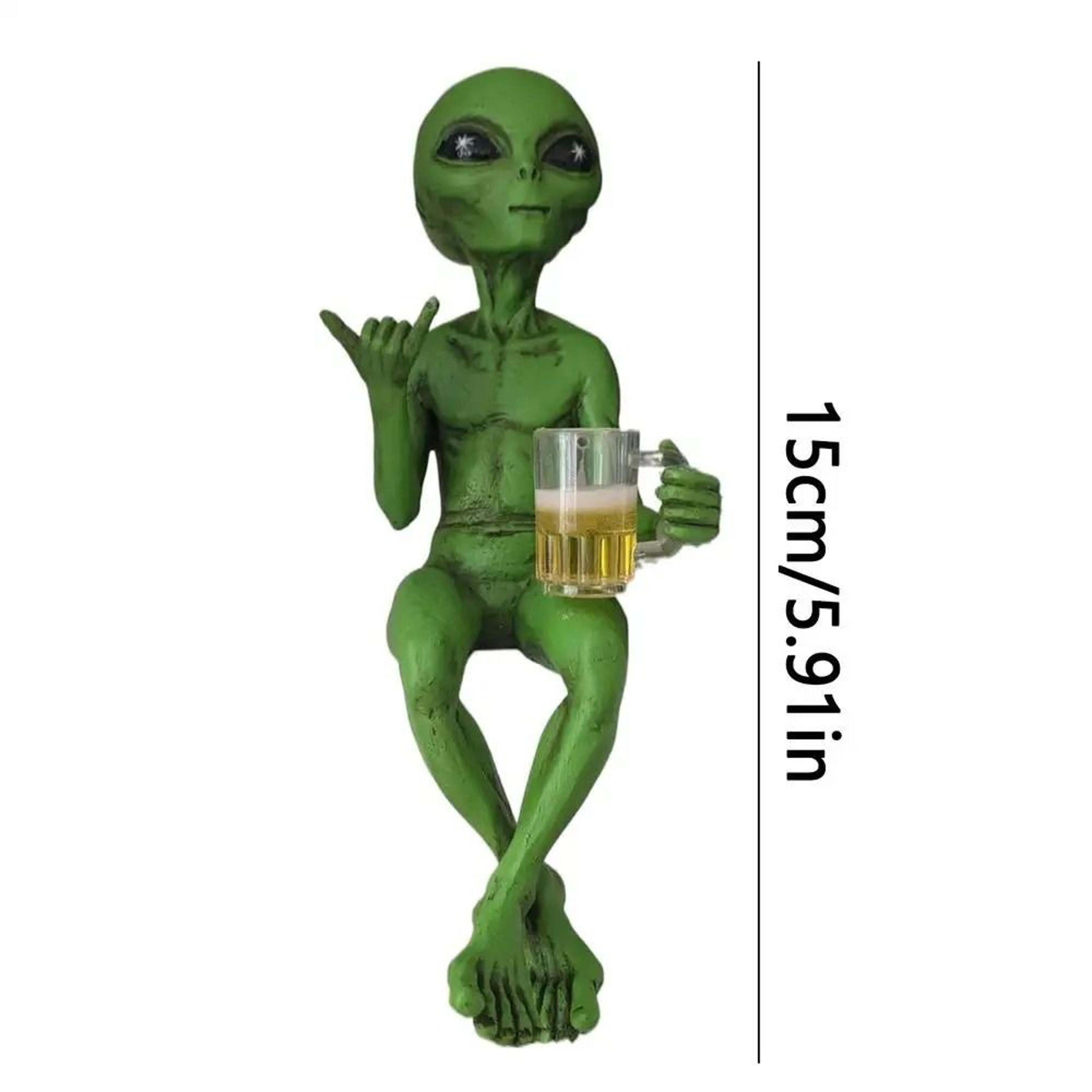 Funny Beer Drinking Alien Resin Statue For Desks Shelves Gardens And Adult Gifts 2