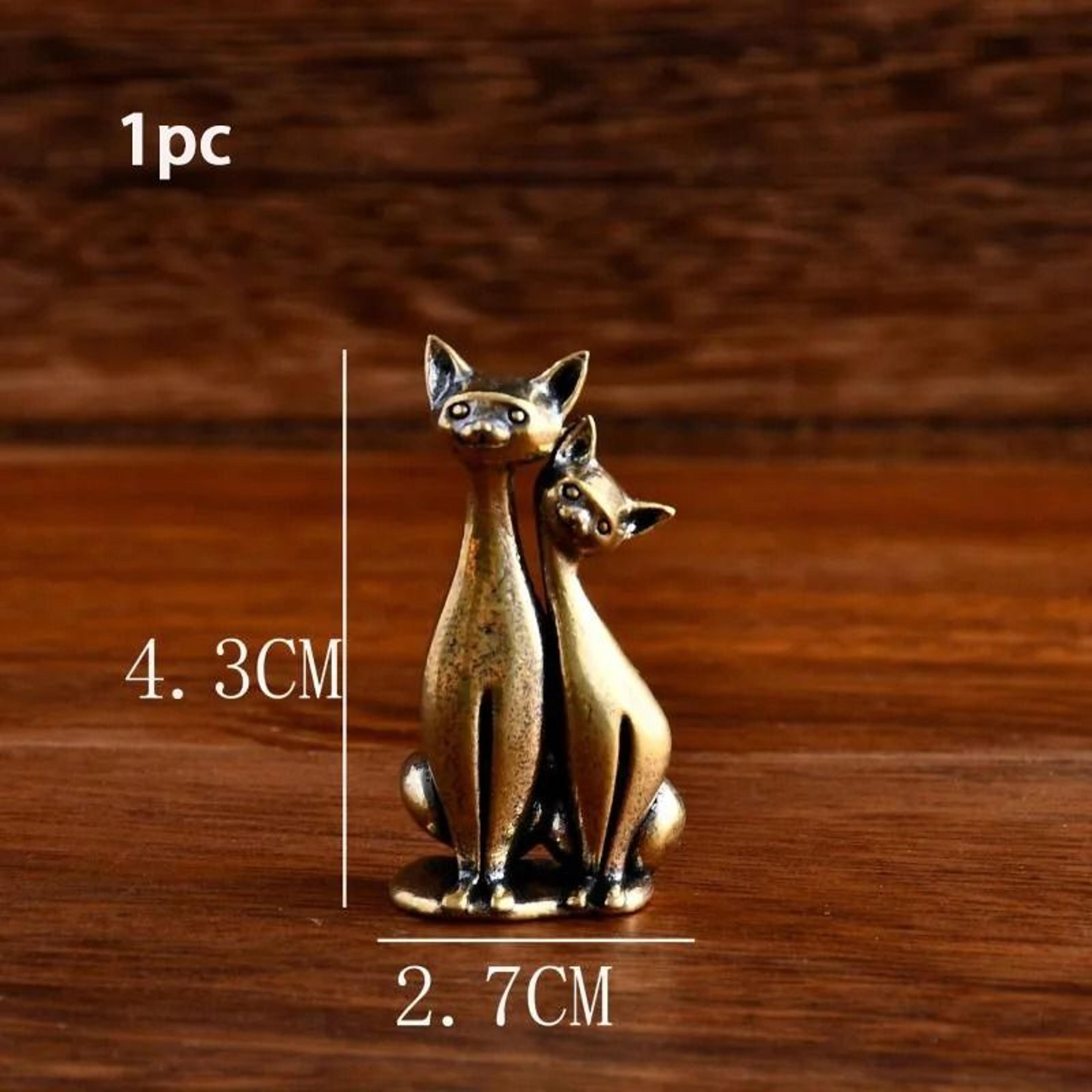 Intertwined Loving Cats Vintage Brass Sculpture For Home Office Desks And Romantic Gifts 1