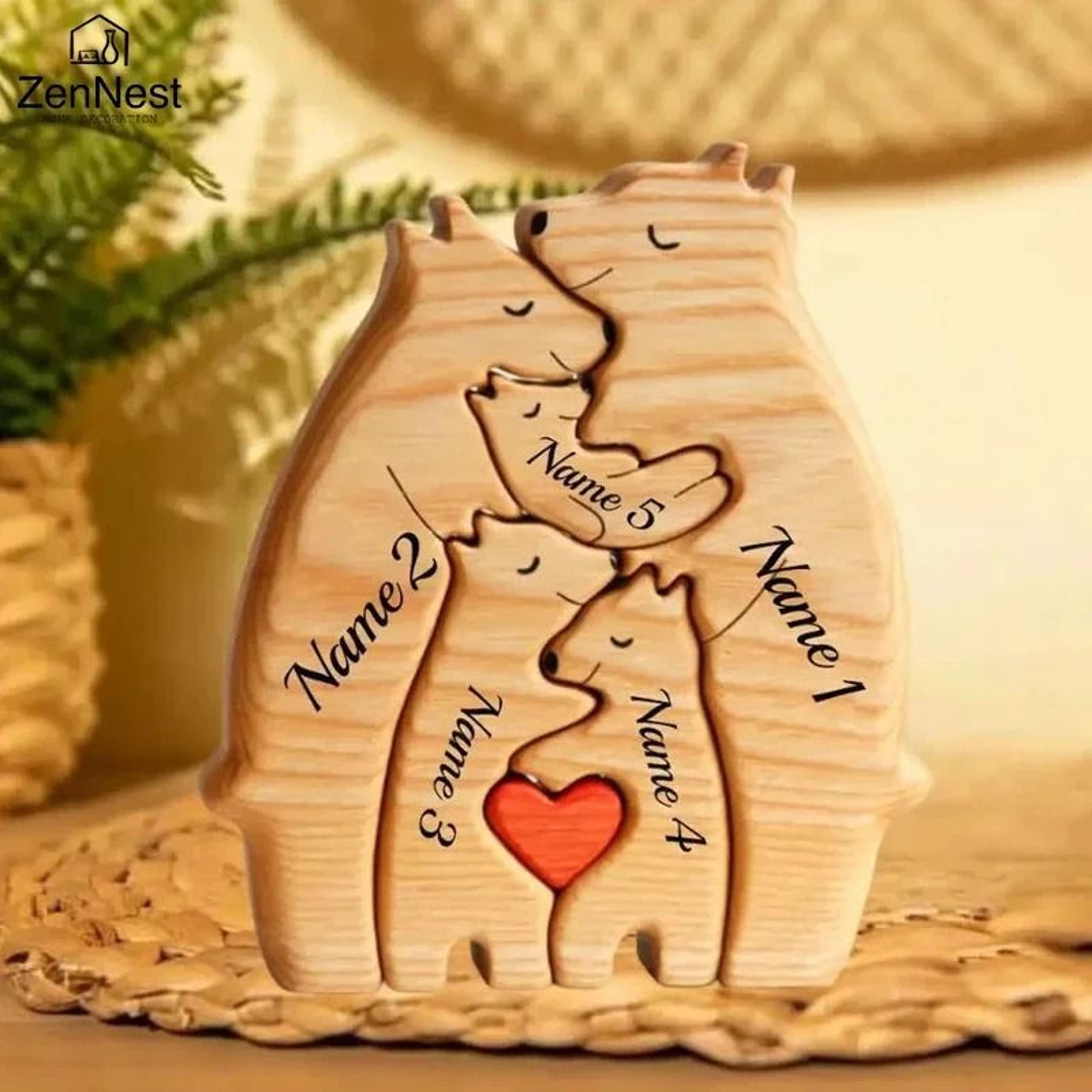 personalized wooden bear family puzzle for heartwarming custom home decor gifts
