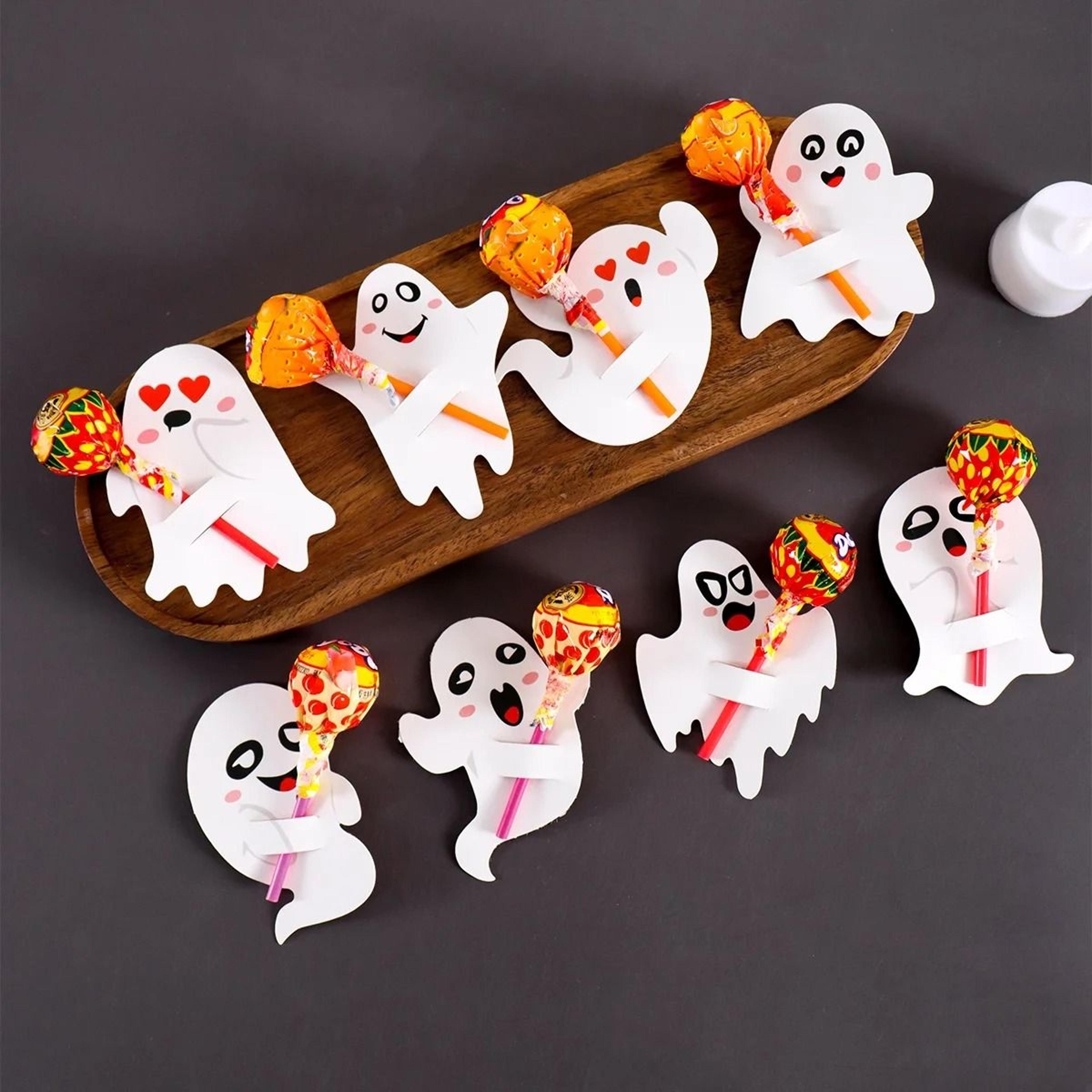 ghost lollipop holder cards for fun halloween trick or treat favors