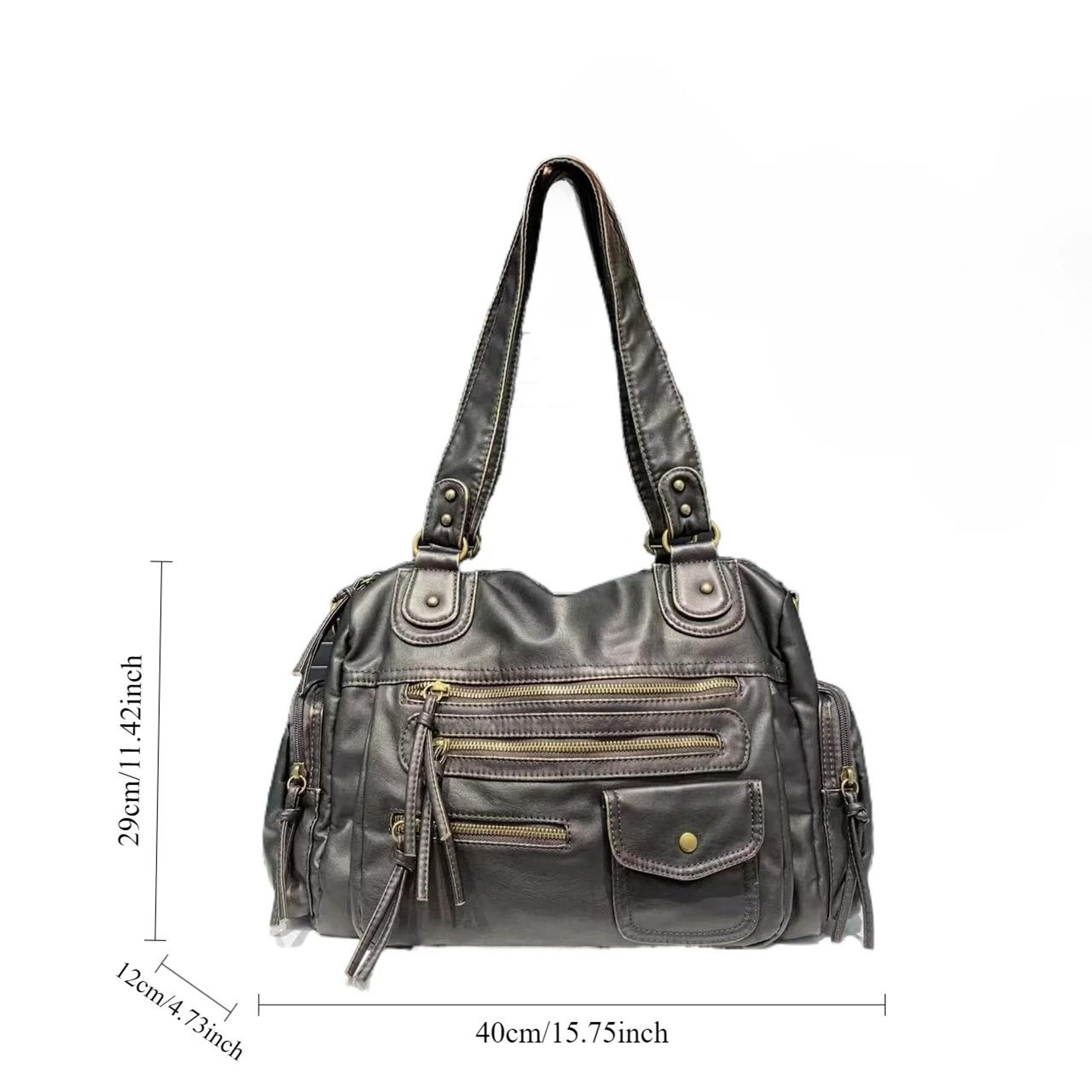 Vintage Y2K Motorcycle Shoulder Bag With Spacious Multi Pocket Crossbody Design 3
