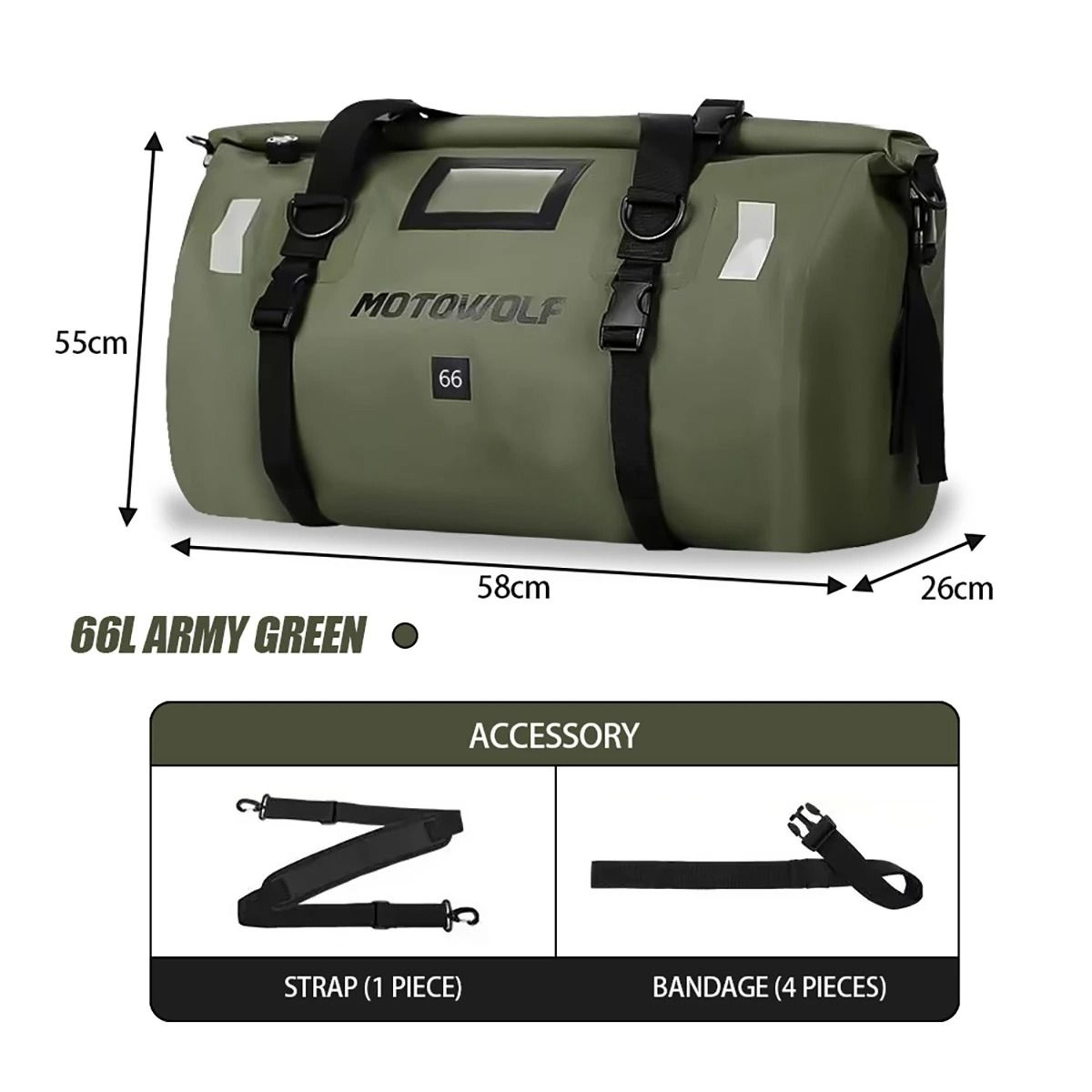 Waterproof Motorcycle Tail Bag With Large Capacity Roll Top Travel Storage 15