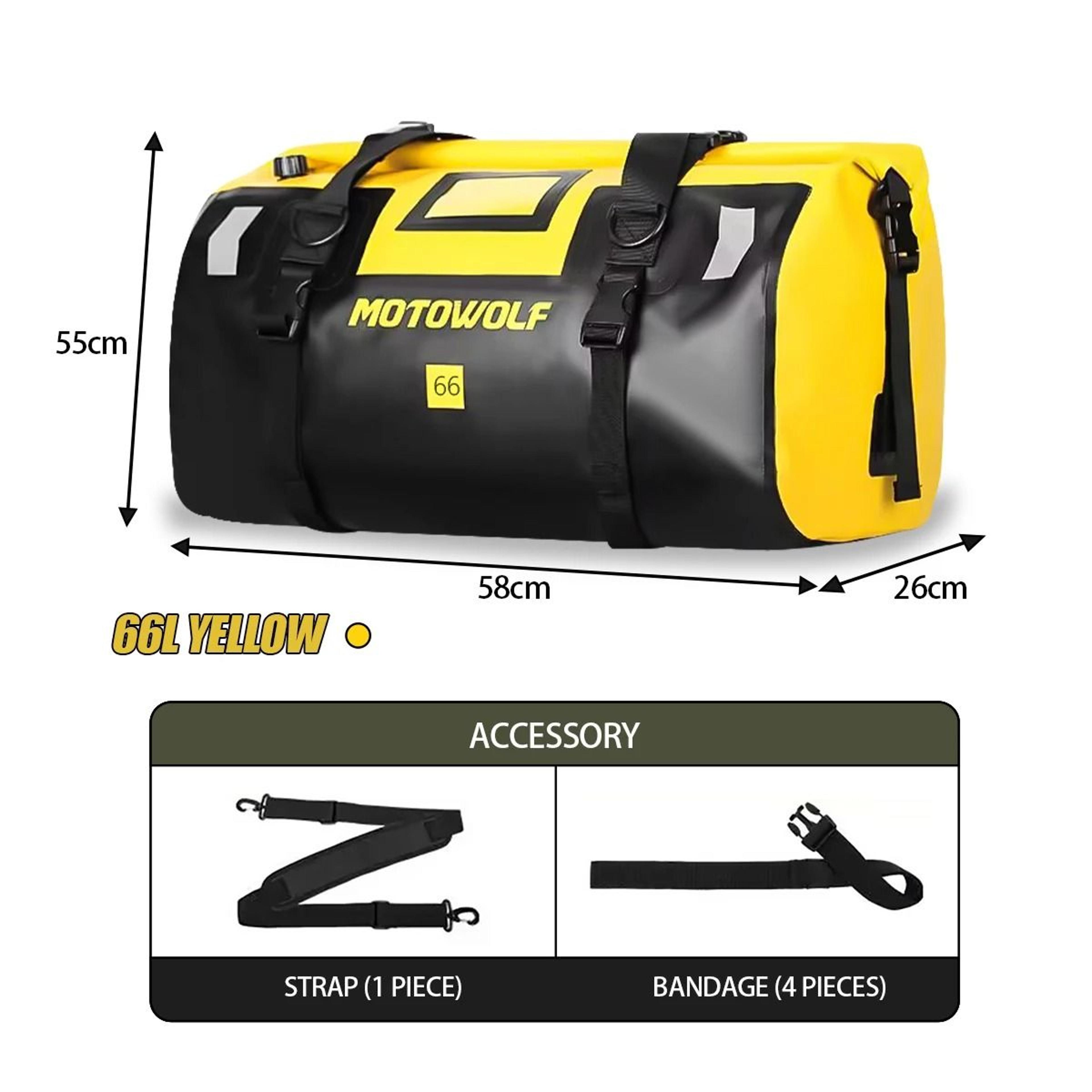 Waterproof Motorcycle Tail Bag With Large Capacity Roll Top Travel Storage 16