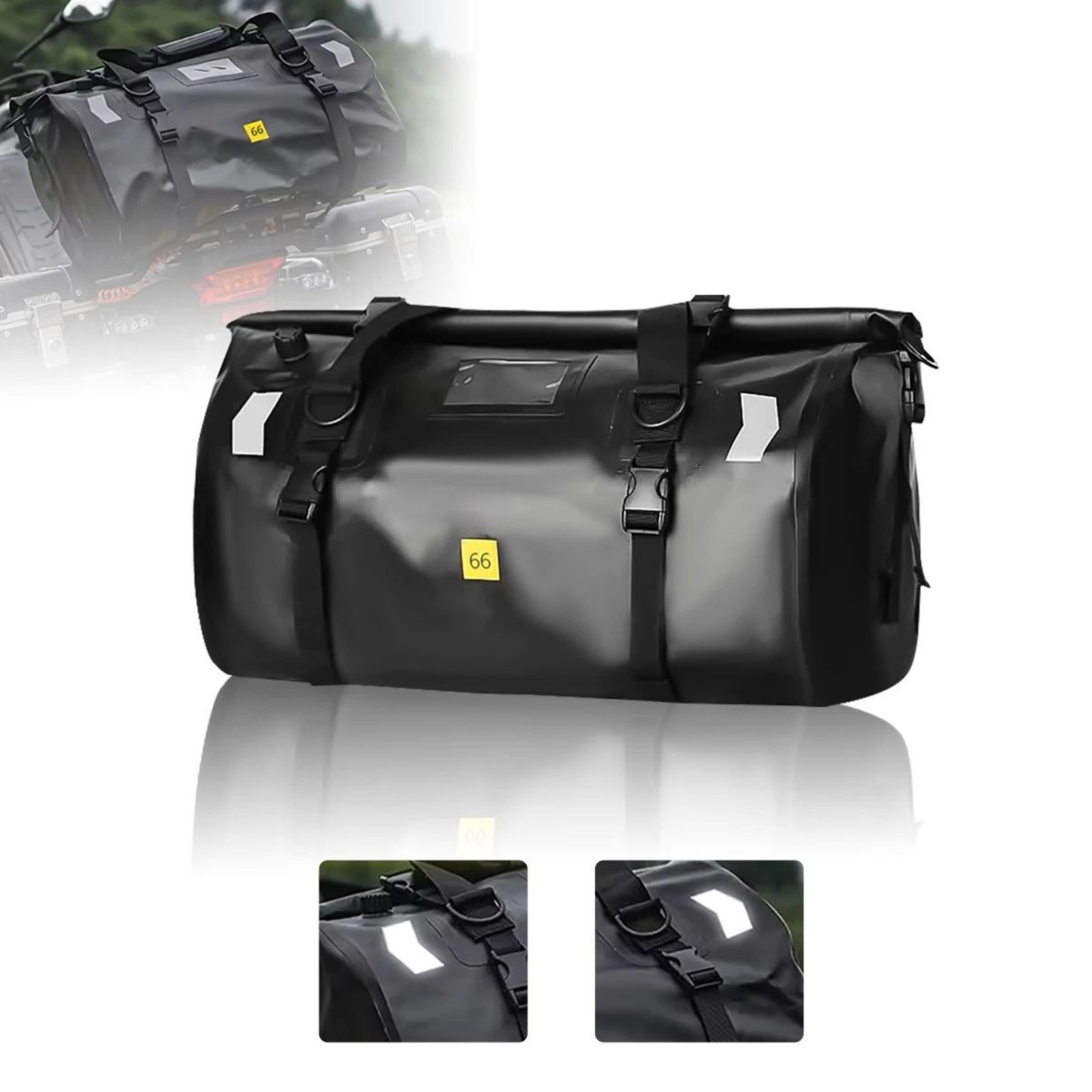 Waterproof Motorcycle Tail Bag With Large Capacity Roll Top Travel Storage 7