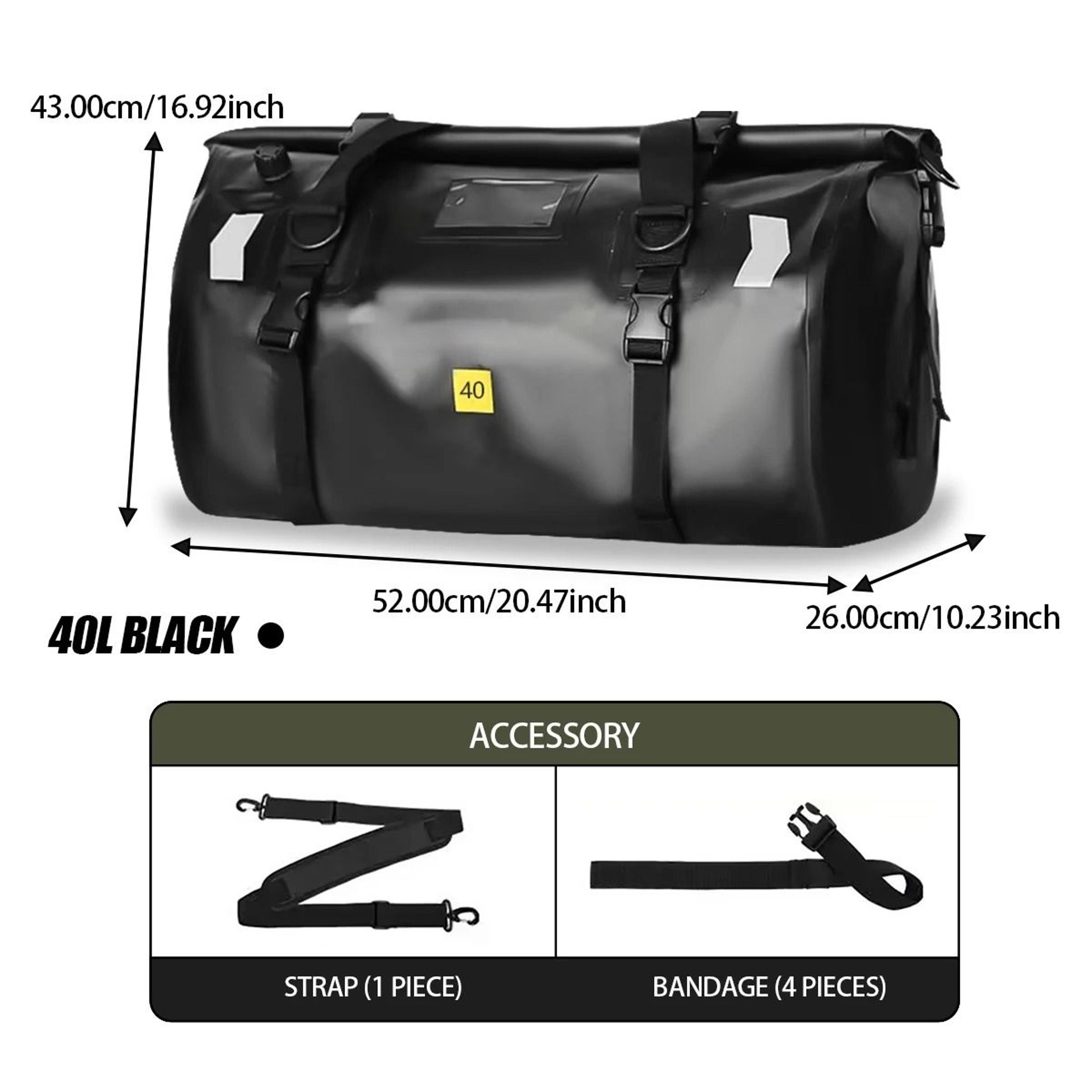 Waterproof Motorcycle Tail Bag With Large Capacity Roll Top Travel Storage 8