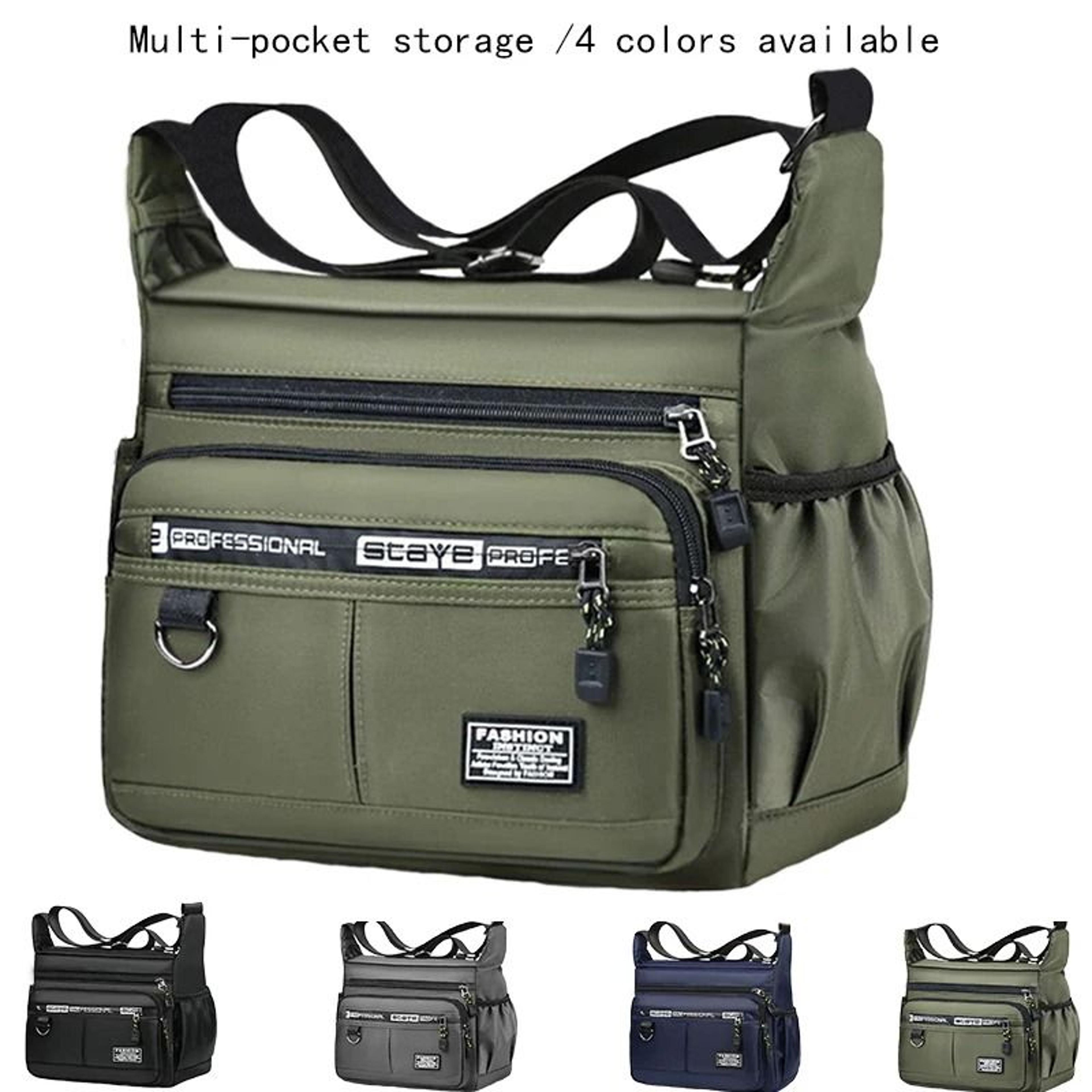 organized mens business crossbody bag with multi pocket travel storage compartments