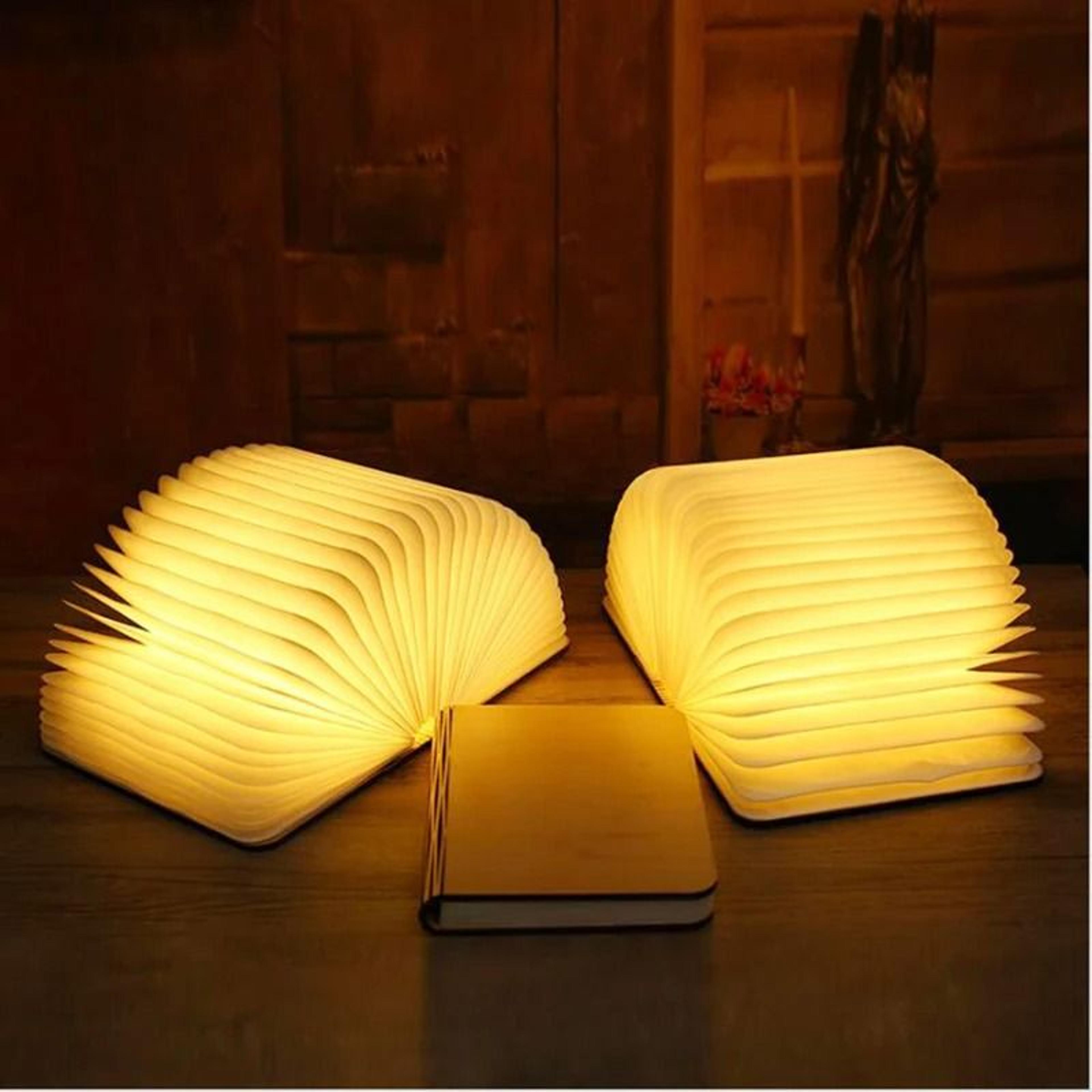 Rechargeable Wooden Folding Book Lamp Creates Warm Decorative Light Anywhere Beautifully 8