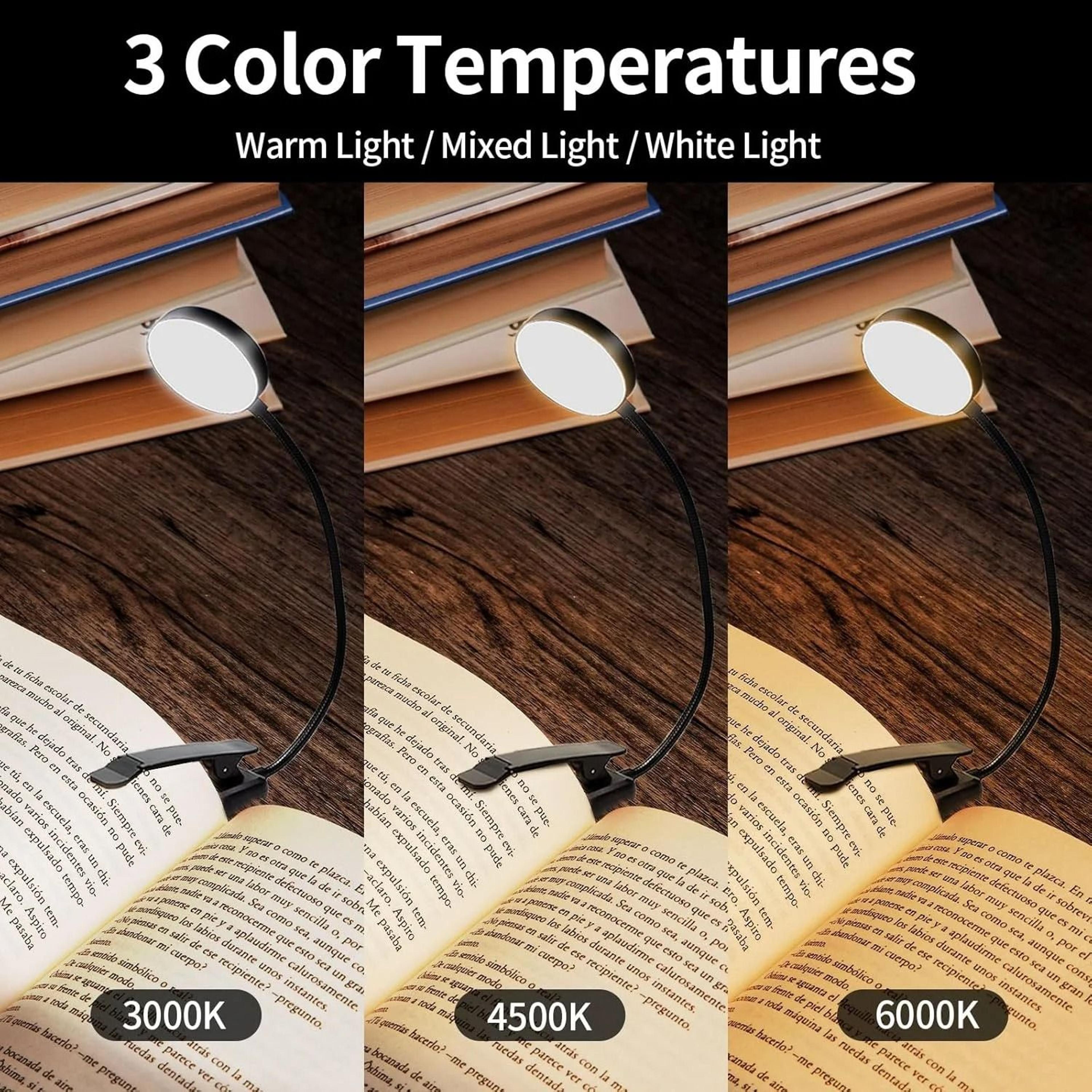 Rechargeable Clip On Book Light With Three Colors Flexible Reading Comfort 7