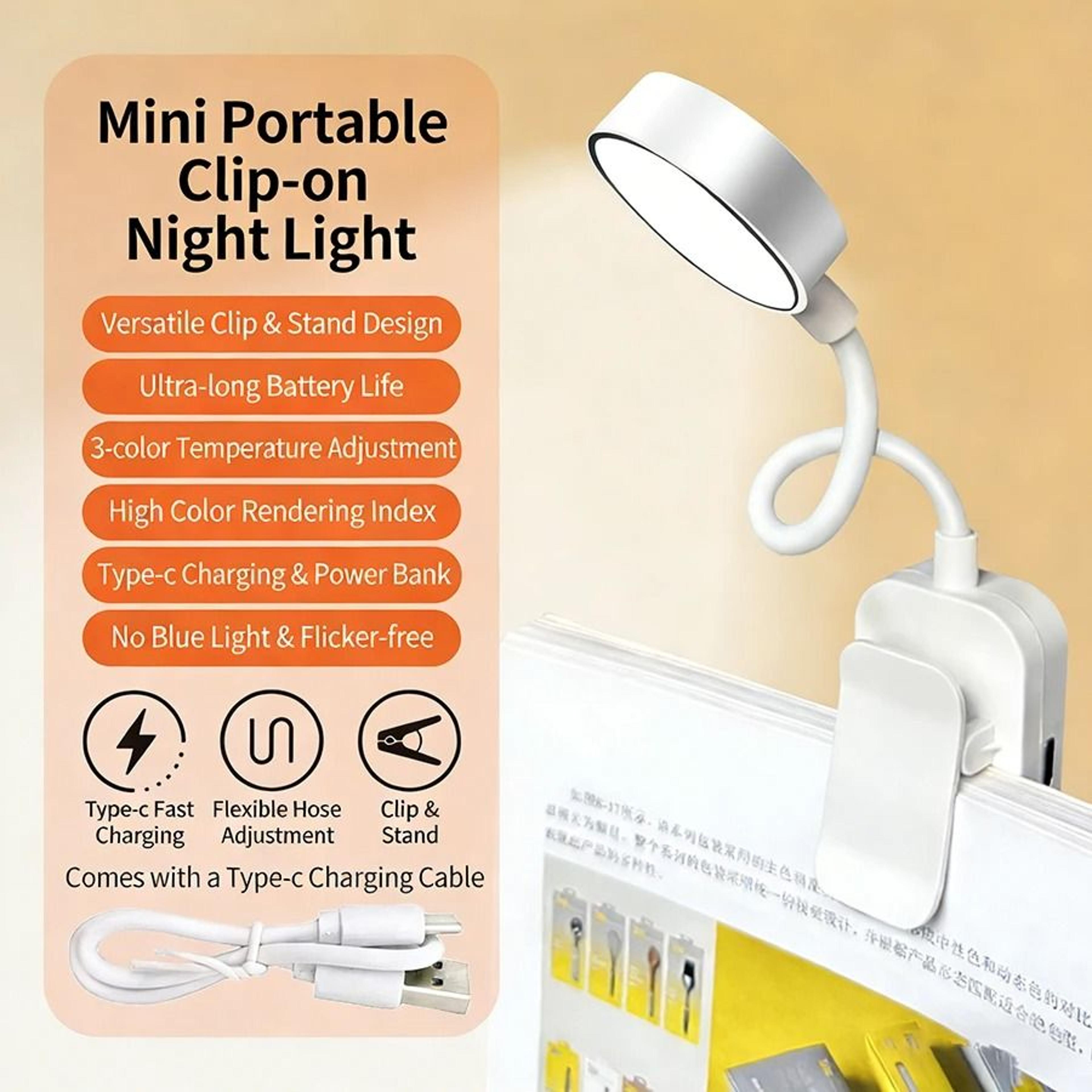 Mini Rechargeable Clip On Book Light With Three Reading Modes Anywhere 2