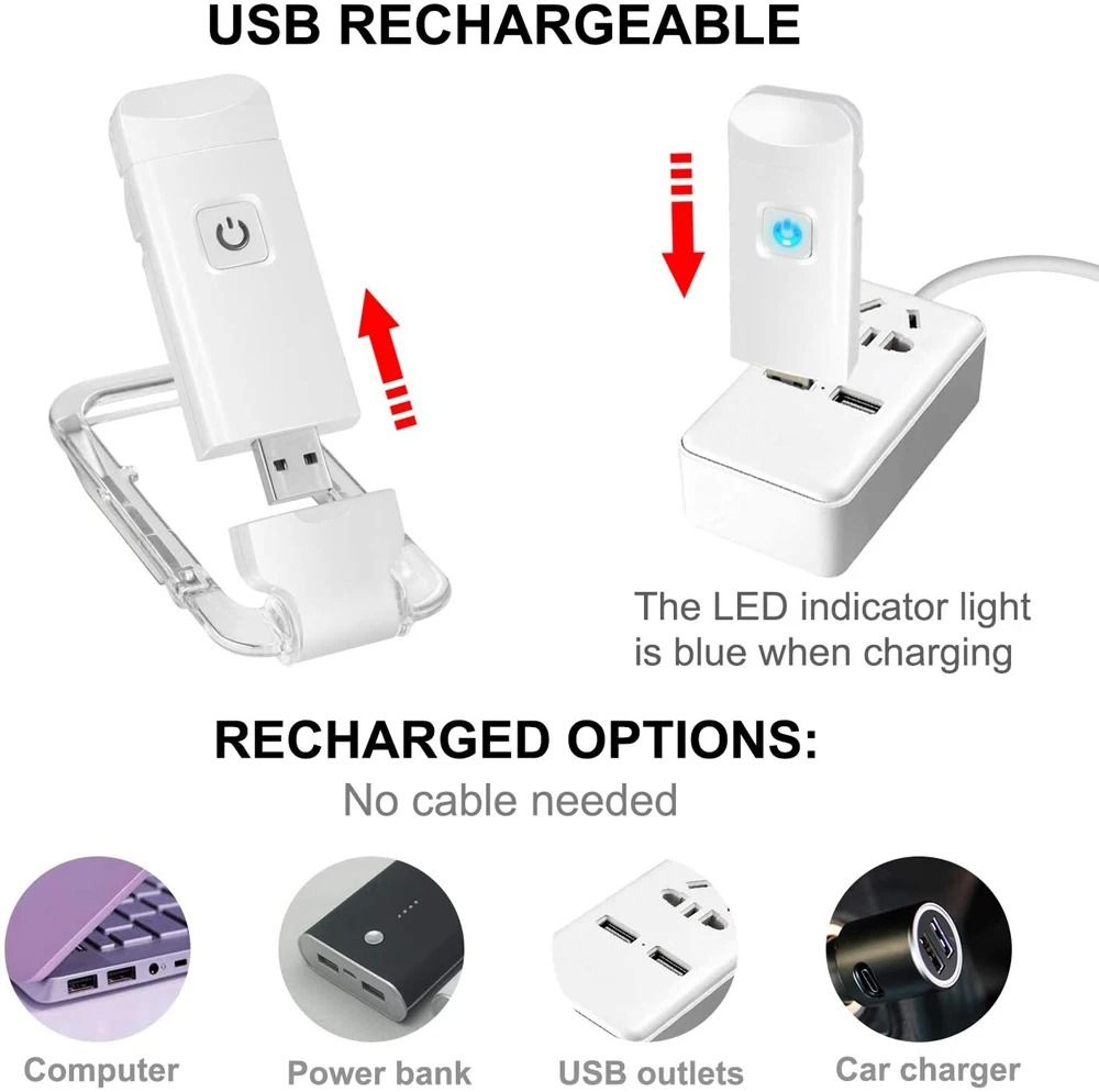 Rechargeable Clip On Book Light With Adjustable Brightness For Reading 7