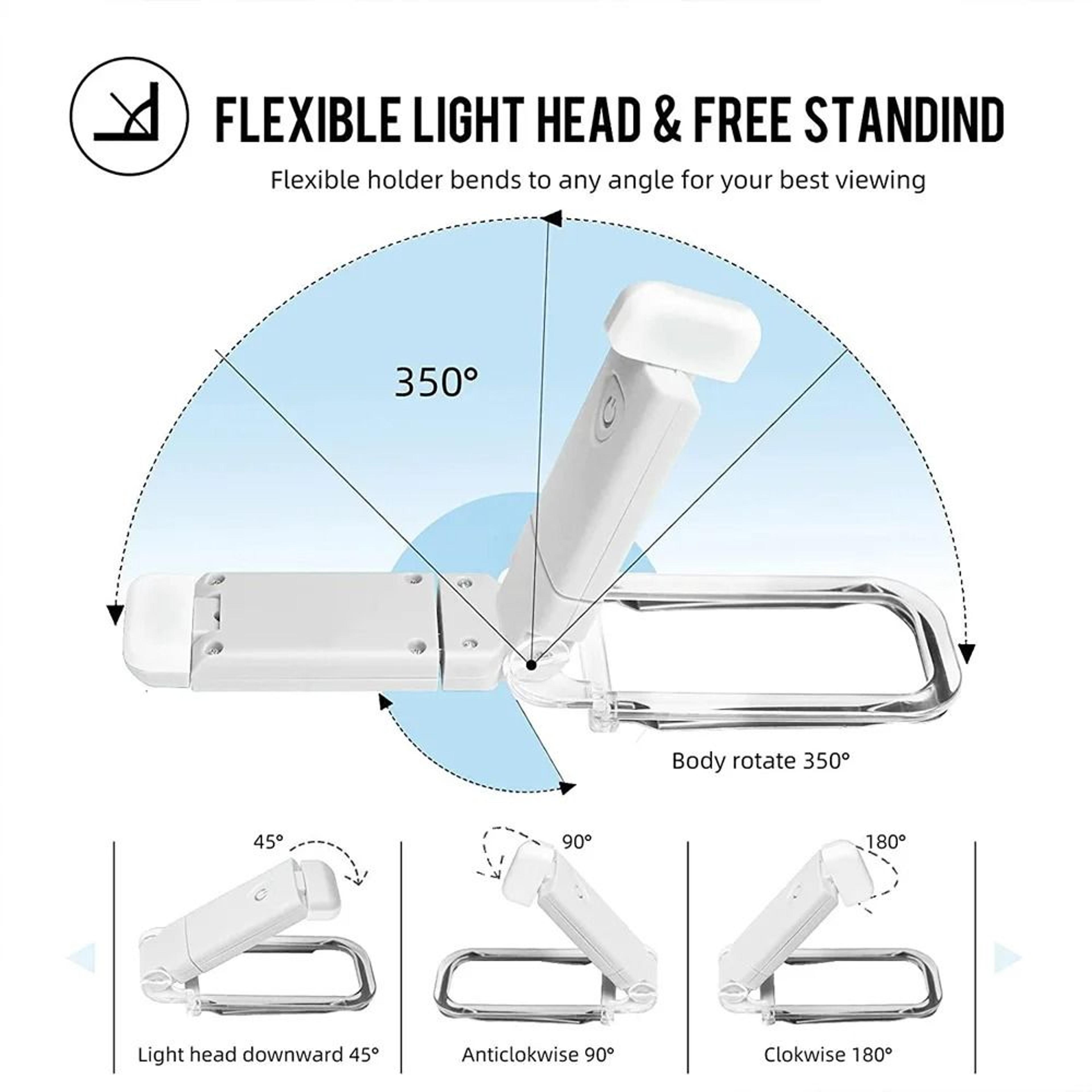Rechargeable Clip On Book Light With Adjustable Brightness For Comfortable Reading 0