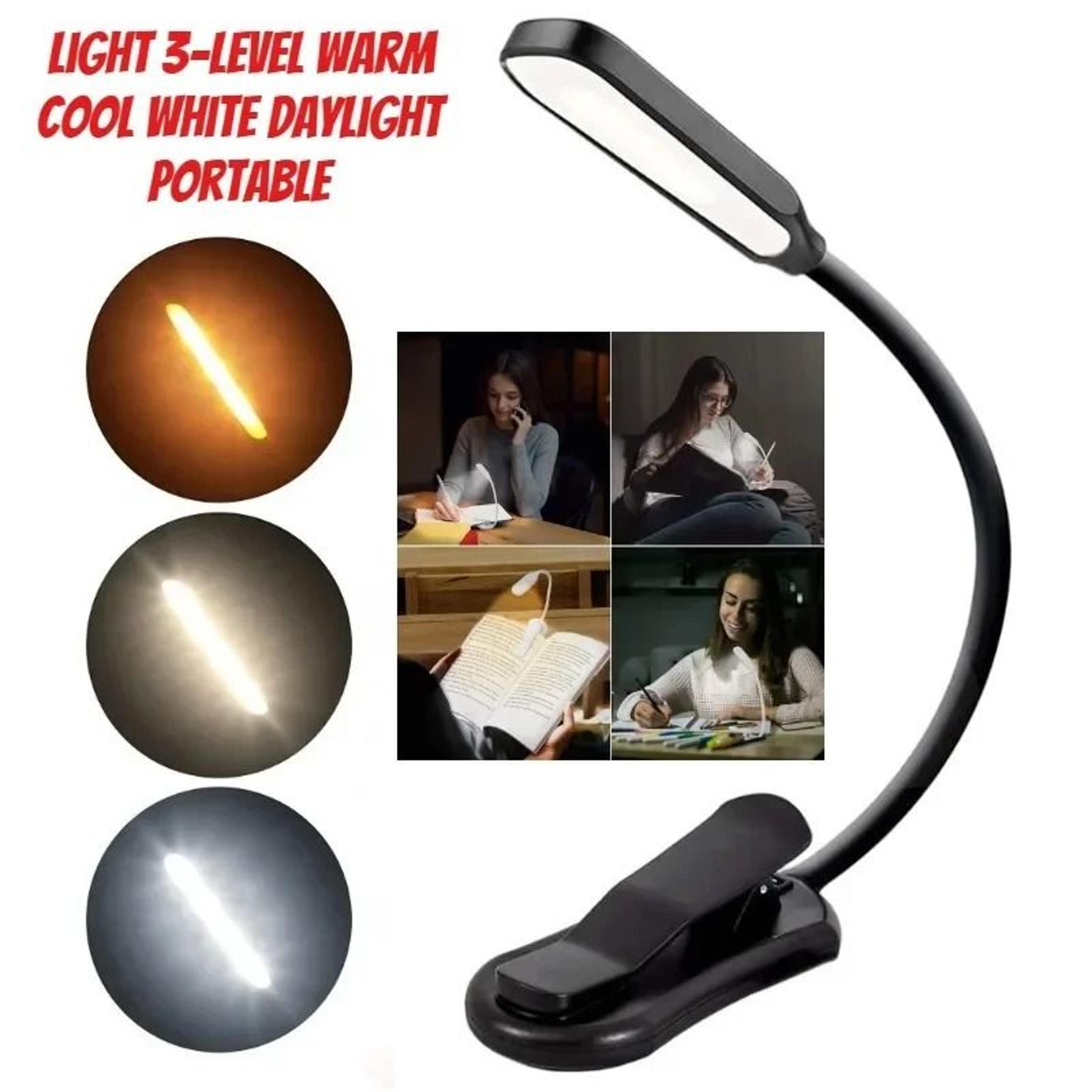 Rechargeable Clip On LED Book Light With Flexible Gooseneck Three Modes 0