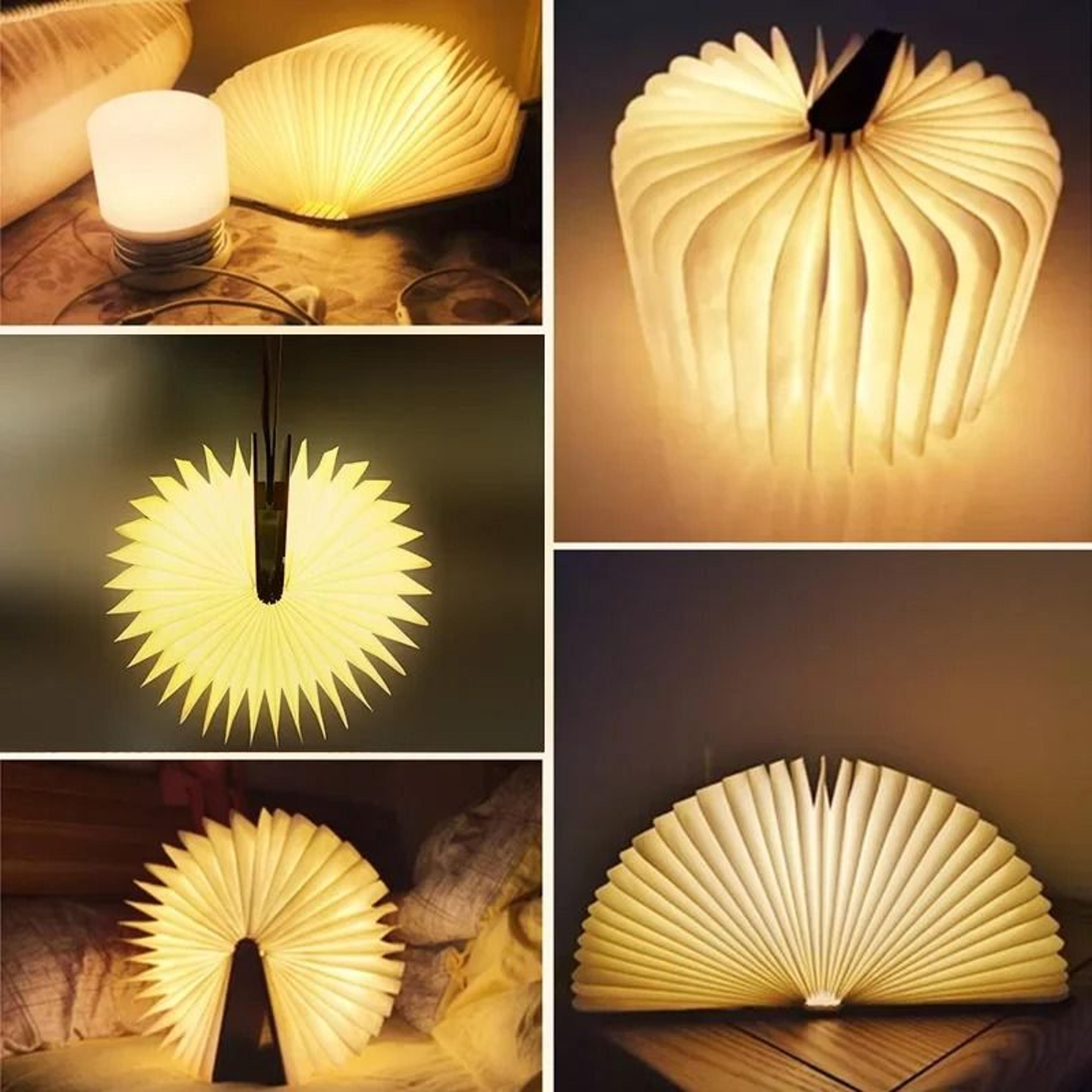 rechargeable rgb folding wooden book lamp for bedroom desk decor gifts
