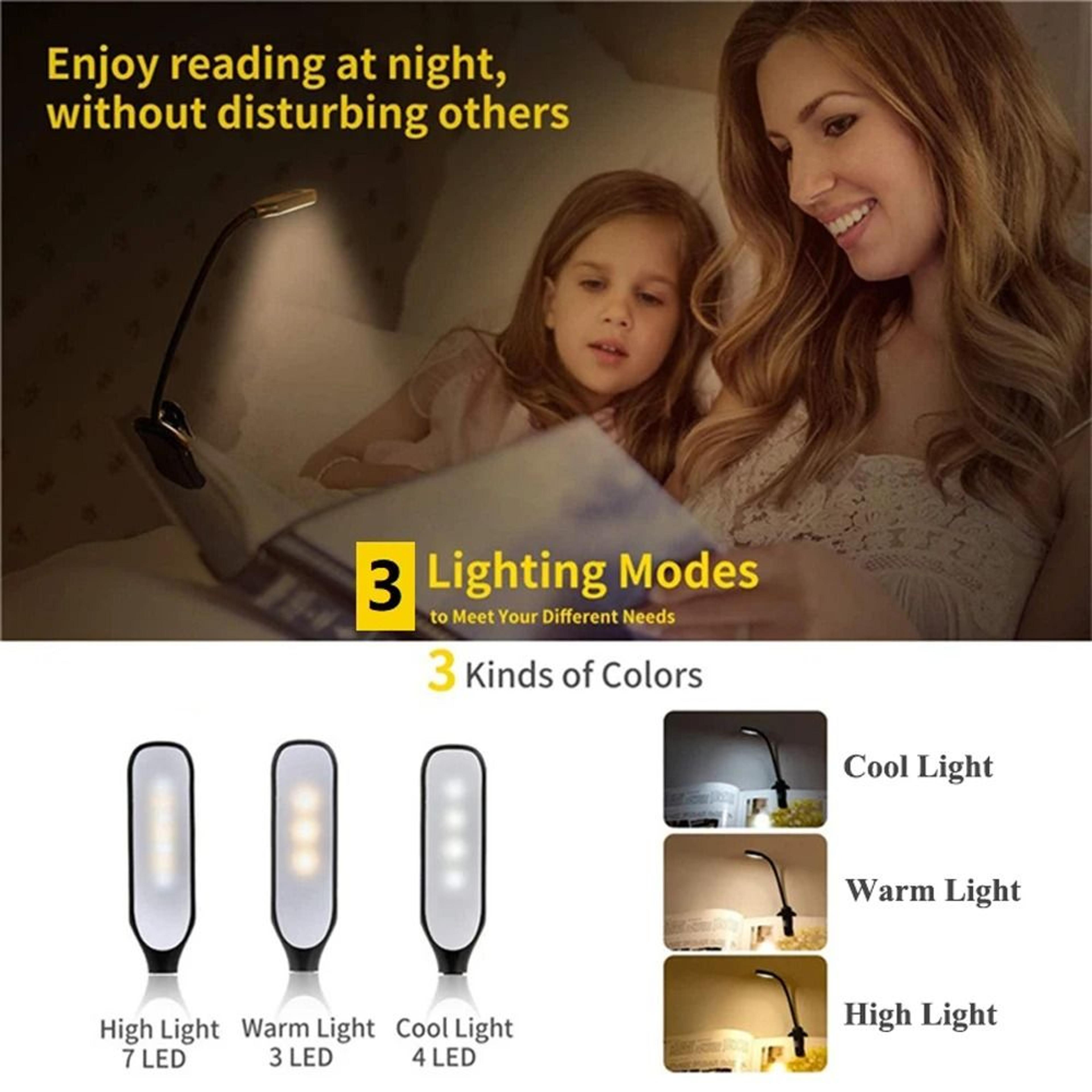 Rechargeable Clip On Book Light With Flexible Three Mode Reading Lamp 7